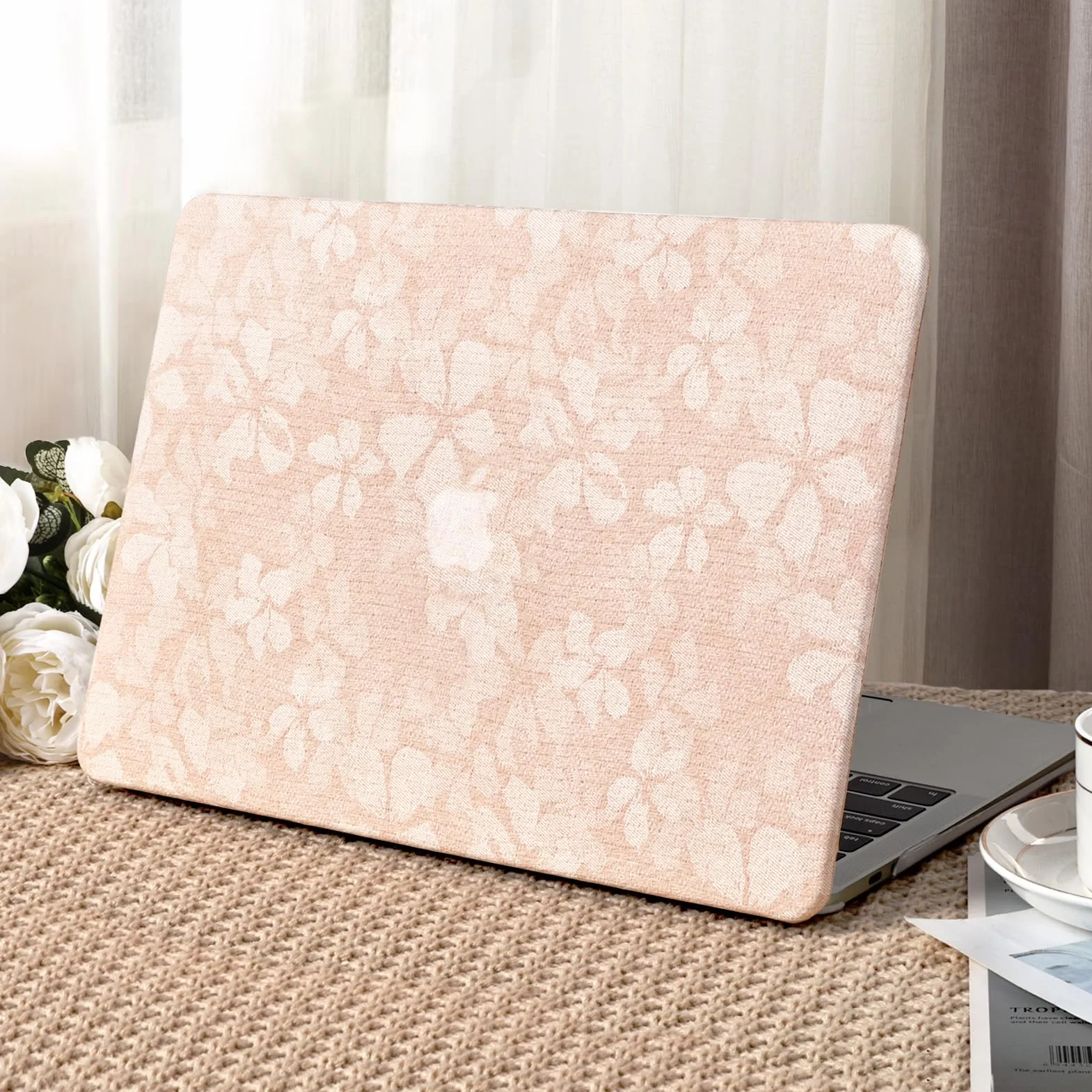 Custodia Compatibile con MacBook Air 13 Pollici 2022 2021 2020-2018 M1 A1932 A2179 M1 A2337 Touch ID Tessuto Cover Plastica Rigid Protettivo Case e Copritastiera (Rosa)