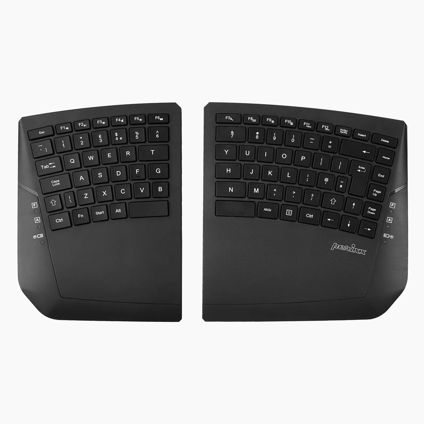 Perixx PERIBOARD-624B - Tastiera wireless ergonomica, con due metà separate, layout QWERTY UK