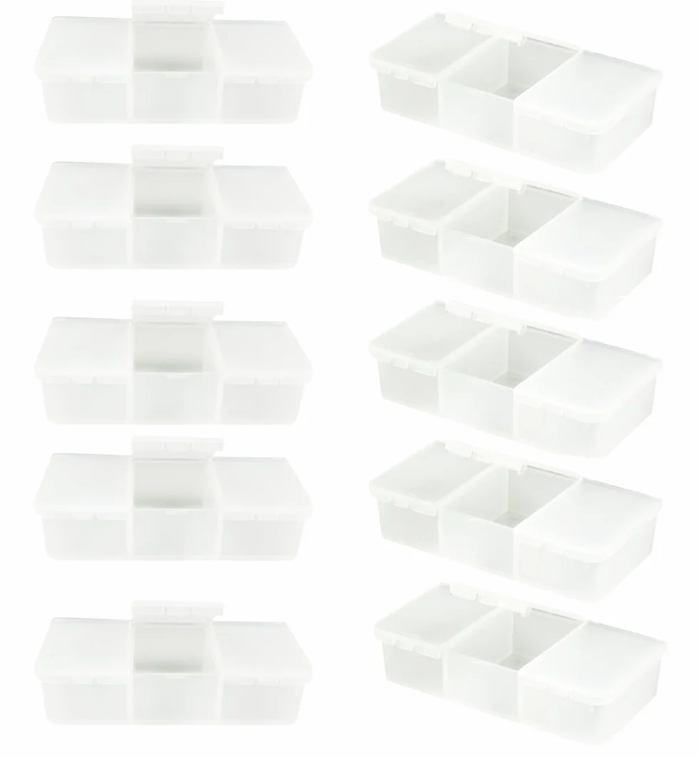 COM-FOUR® mini-tablet 10 pezzi trasparente distributore di farmaci con tre scomparti per casa trasportabile