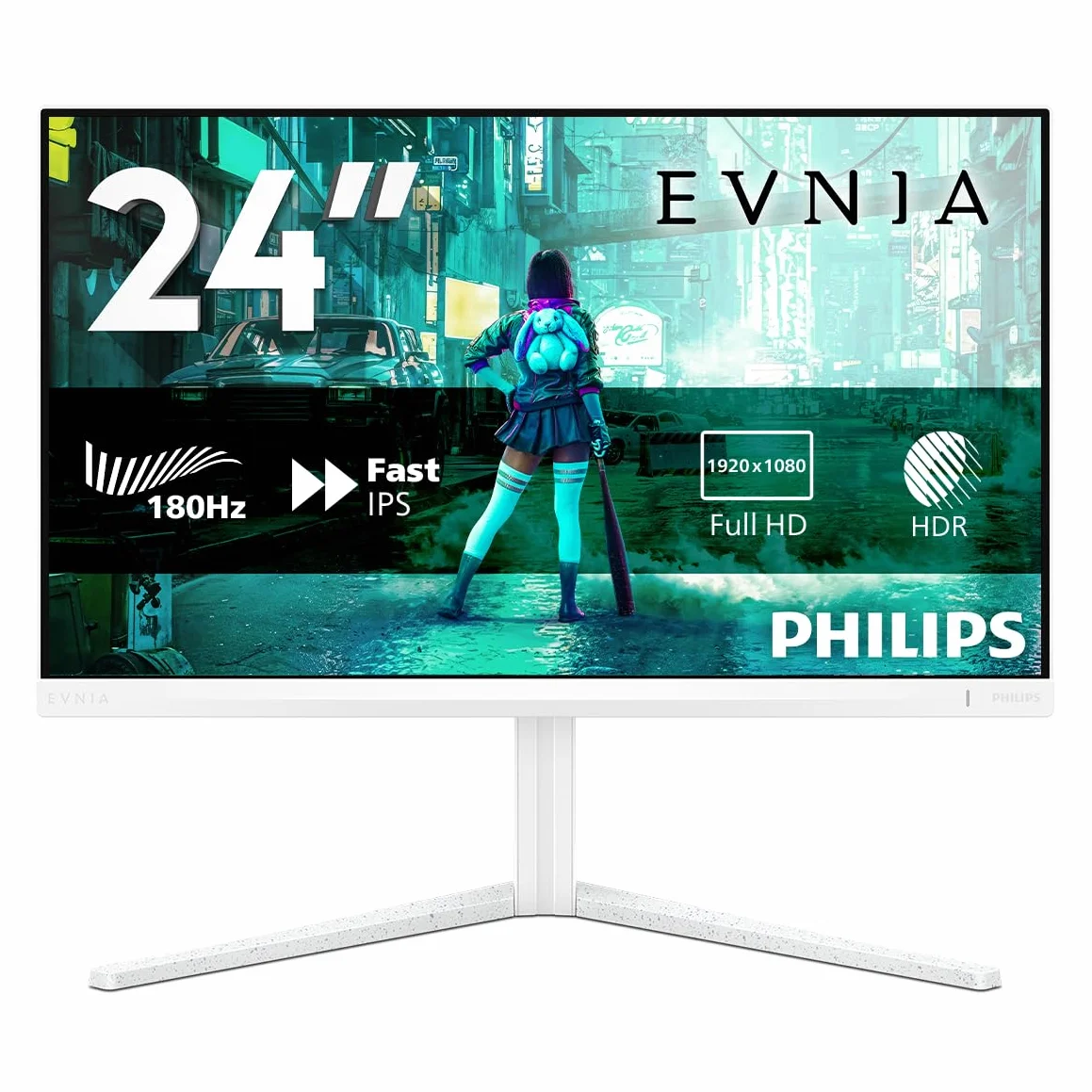 Philips Gaming Monitor 24M2N3201A 23.8 pollici, 1920x1080, FHD, 180Hz, Fast IPS Panel, 0.5ms MPRT, Speakers, Height Adjustment (HDMI2x 2.0 DP 1x 1.4) Adaptive Sync, HDR10, G-Sync Comp., Bianco