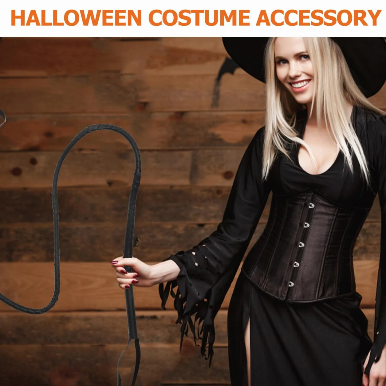 Frusta per schiavi flogger 1.8-2,0 cm Whip nero accessorio Halloween costume