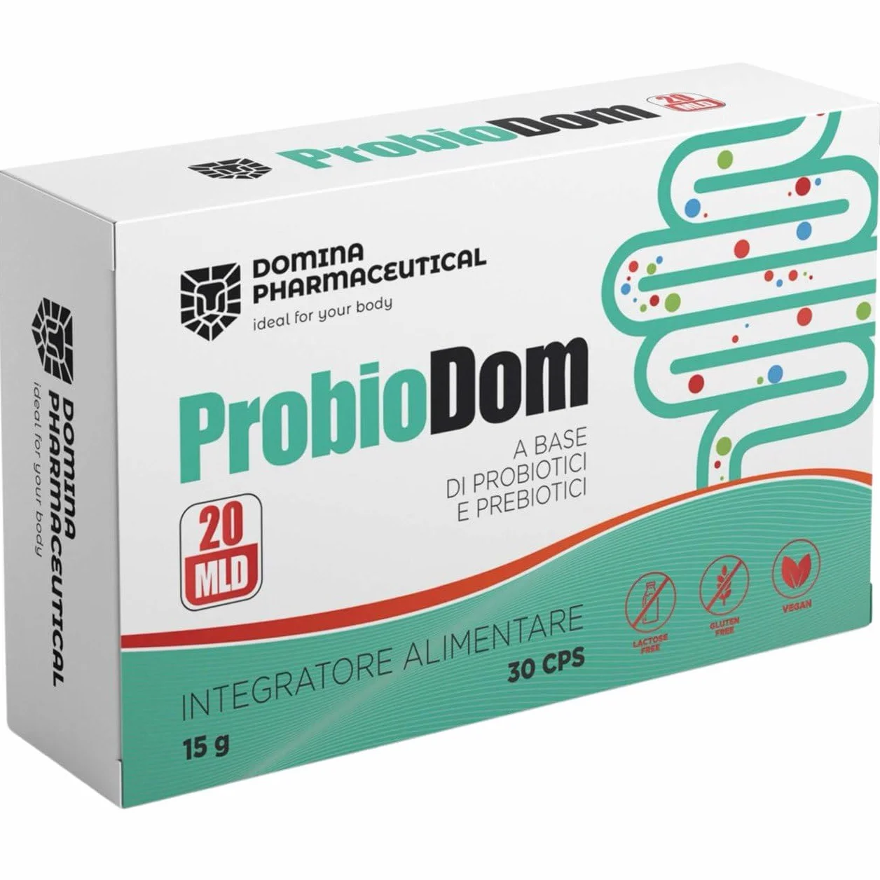 Probiotici e Prebiotici 20 Ceppi Formula Completa Bromelina Enzimi Digestivi Vitamine 30 CPS Vegane Domina Pharmaceutical