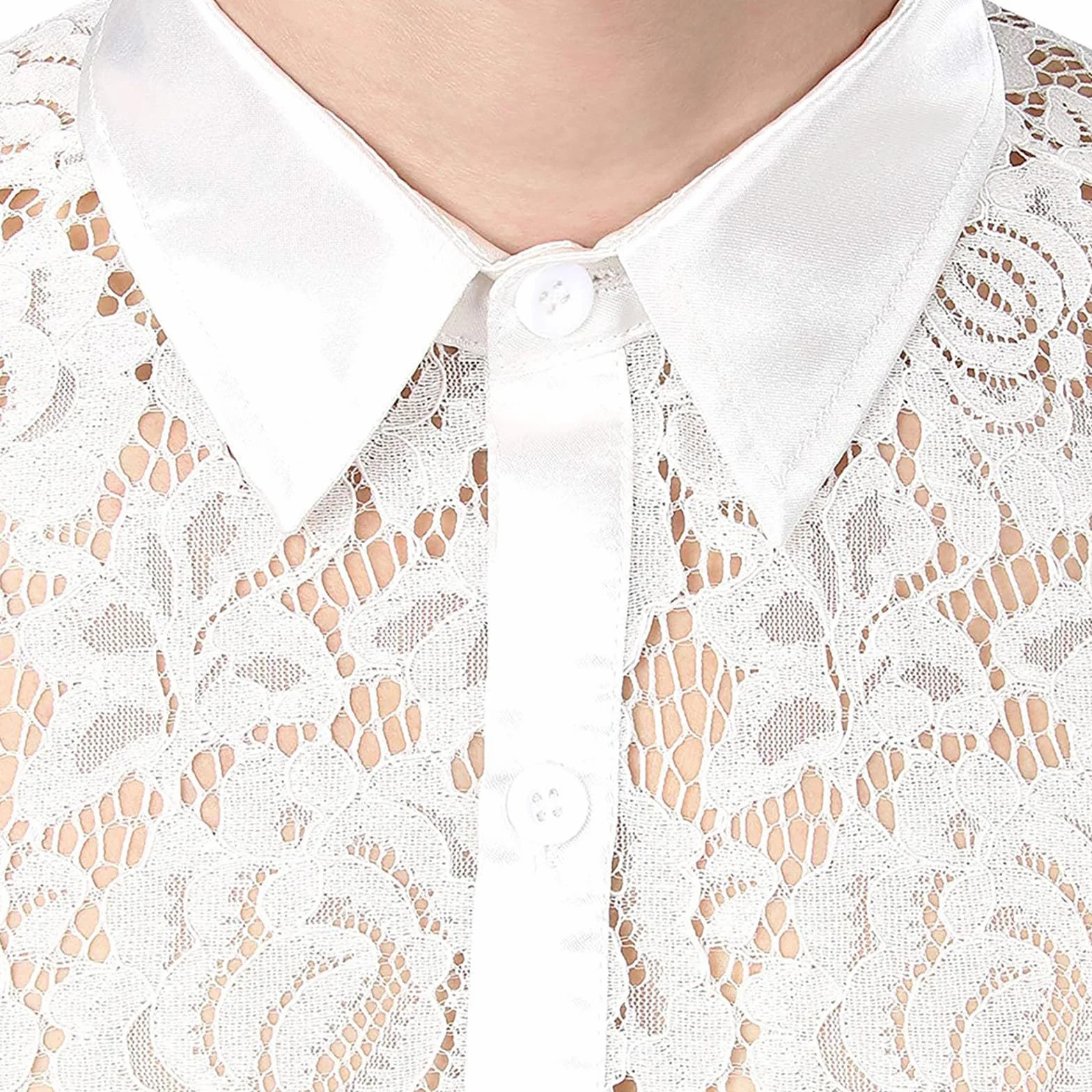 Camicia da uomo trasparente in pizzo maniche lunghe slim fit punk elegante