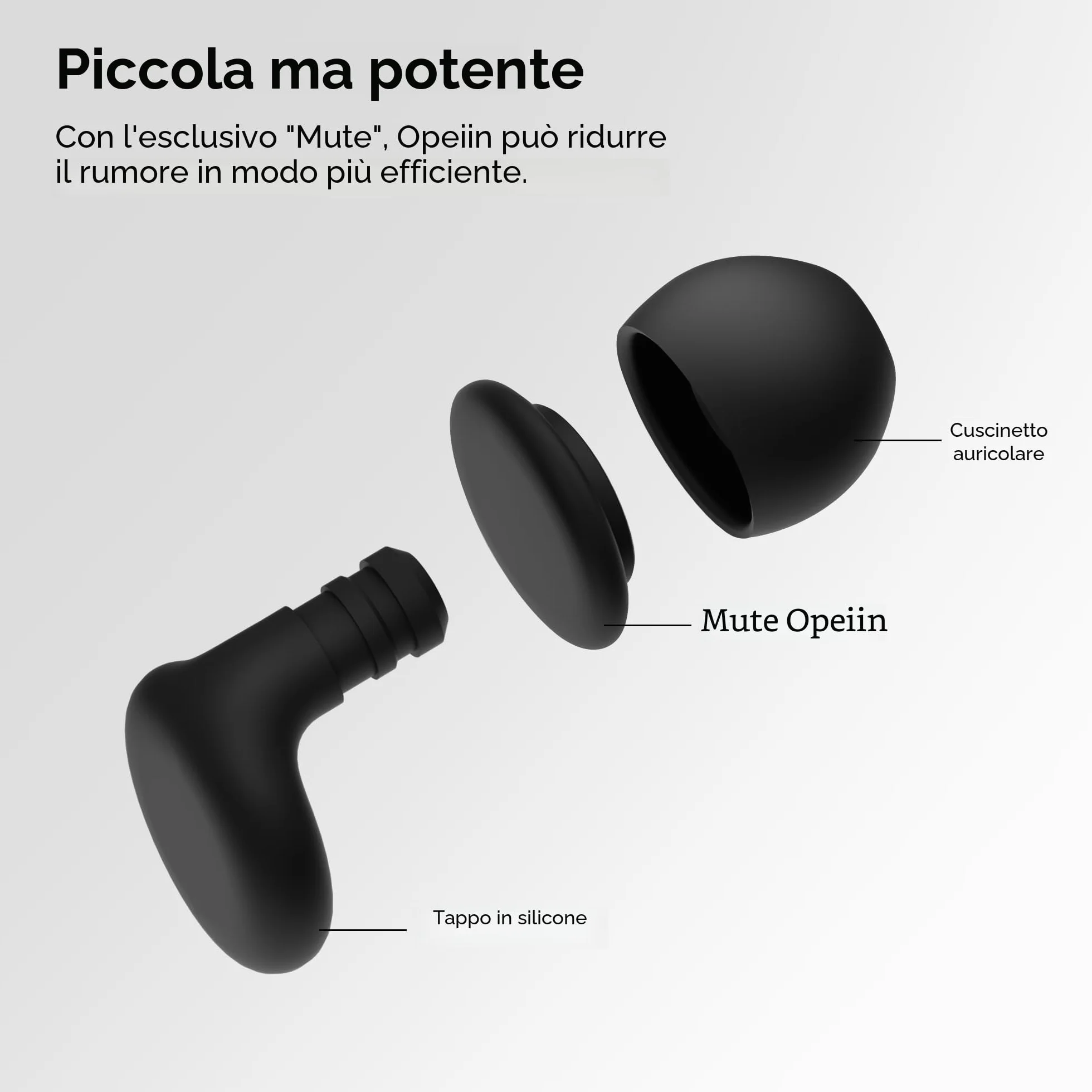 Tappi Orecchie Dormire Silicone Flessibile Antirumore 28 dB Riutilizzabili 8 Gommini XS S M L Nero