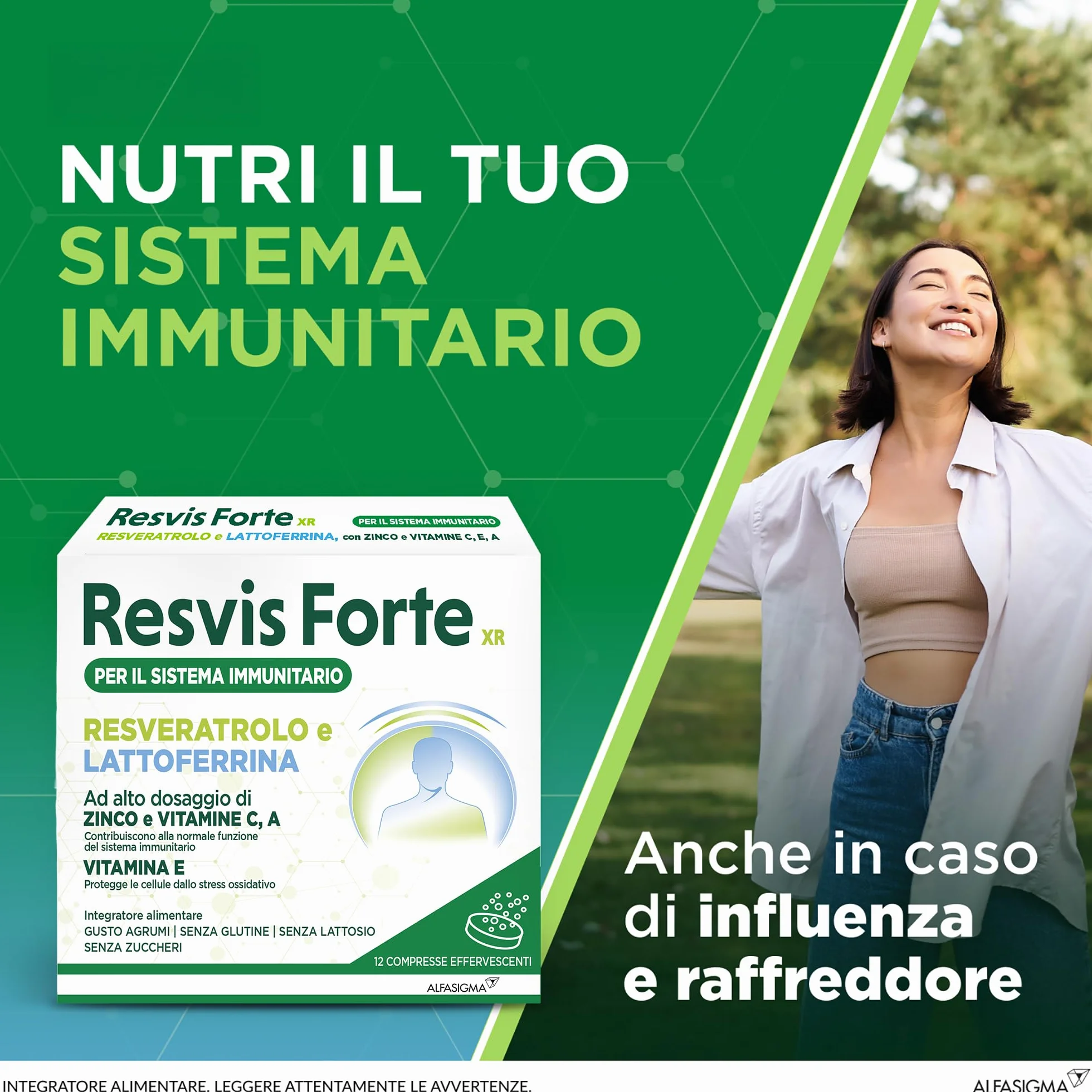 Resvis Forte Xr Integratore Alimentare Resveratrolo Lattoferrina 12 Compresse Effervescenti 4 g Gusto Agrumi