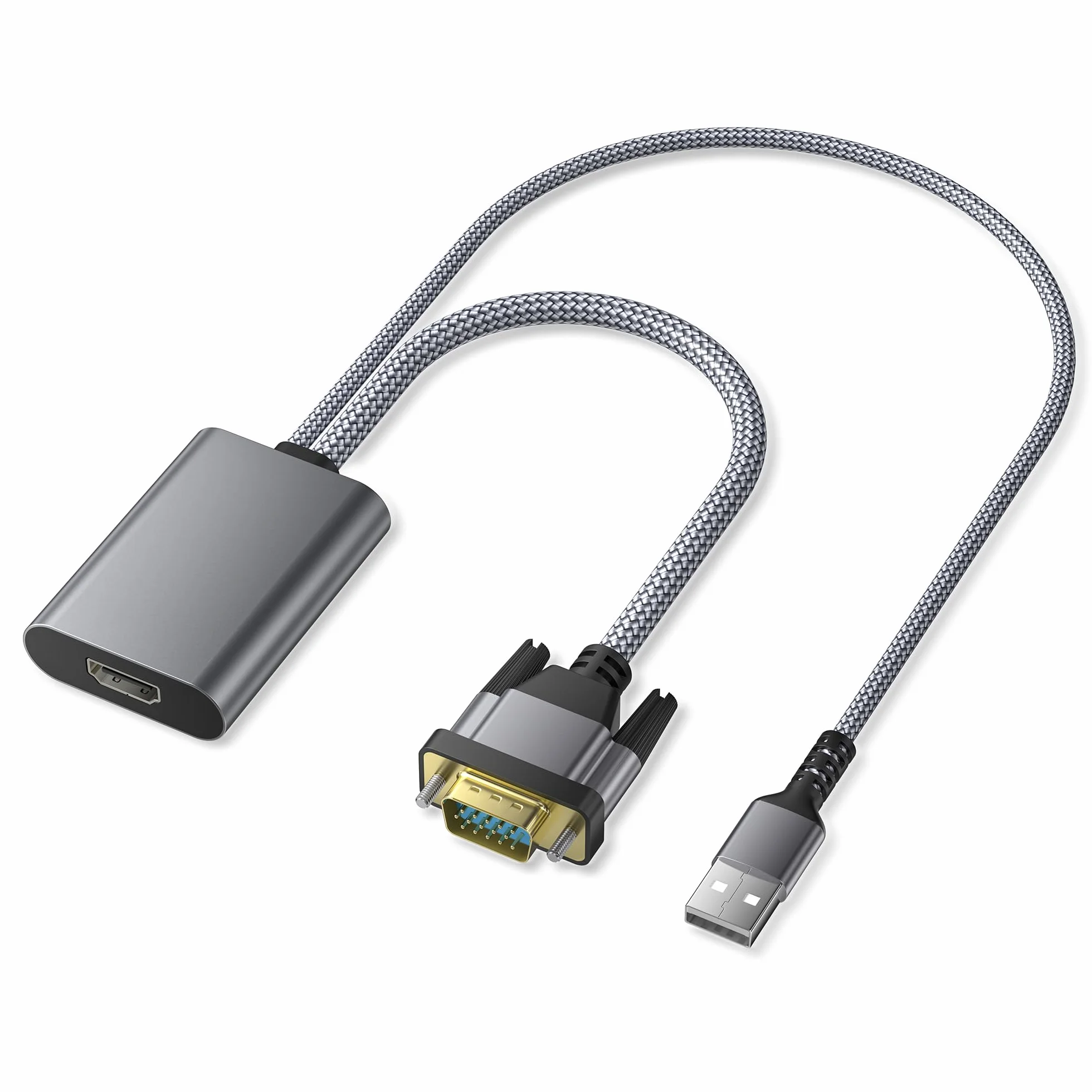 Elebase Adattatore VGA a HDMI,1080P con Audio, Converter Adapter VGA Maschio a HDMI Femmina Connettore per Computer/Laptop/Desktop/PC a TV/Monitor/HDTV/Proiettore