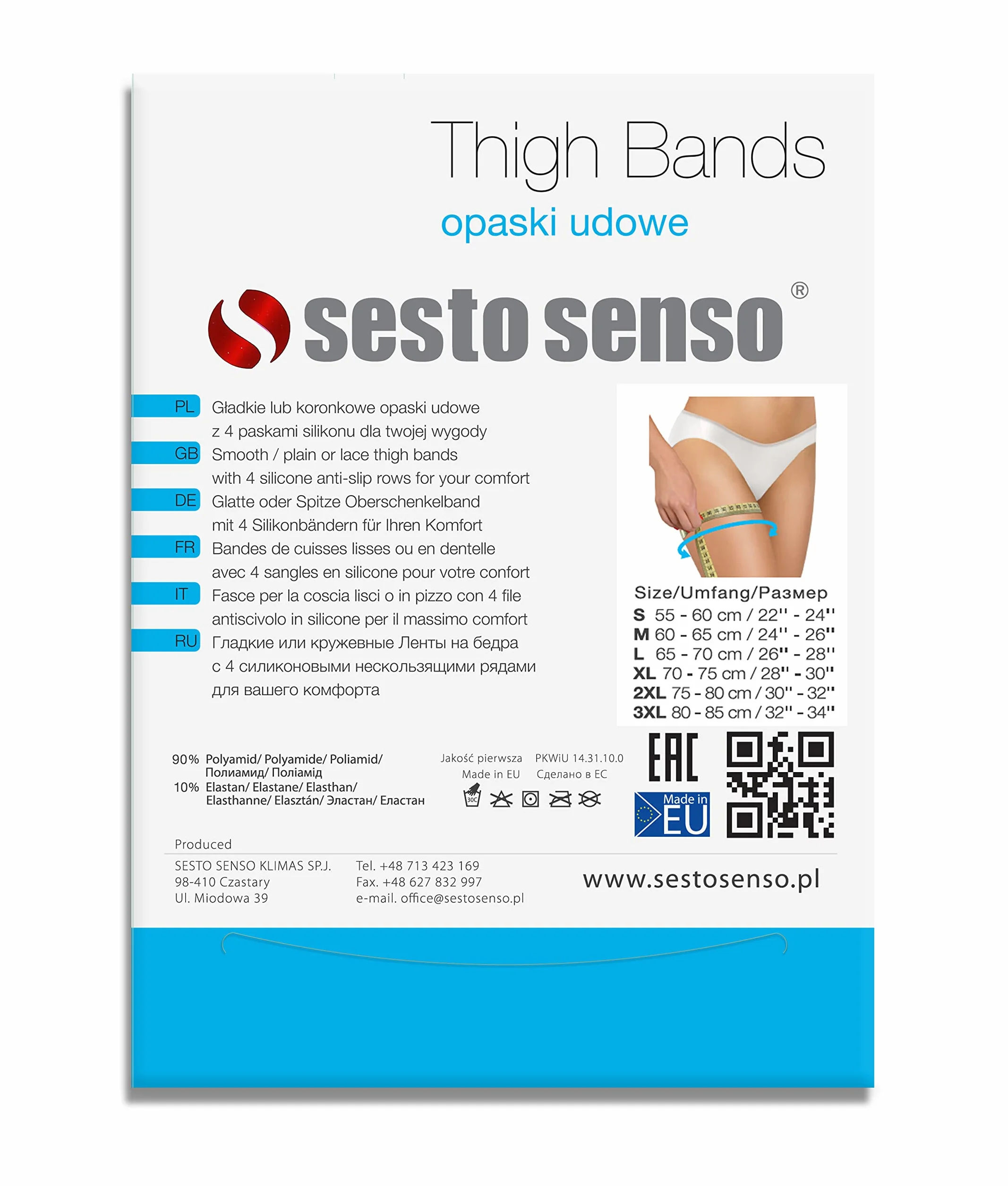Sesto Senso Bande Elastiche Anti Sfregamento Fasce Cosce 4 Strisce di Silicone