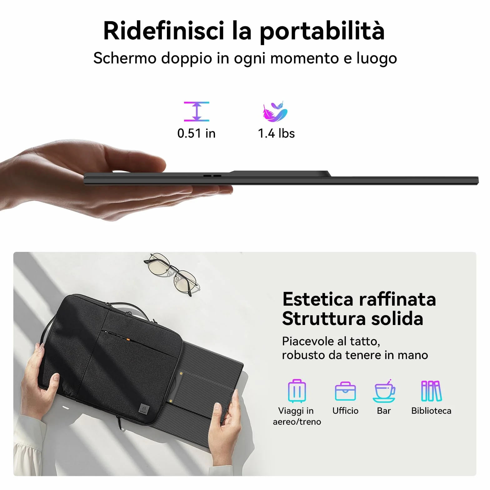 Blackview Monitor Portatile Ultra-Sottile 16.1 Pollici FHD 1200P, Supporto Magnetico Rotante 360°, Schermo Esterno Laptop per Viaggio & Ufficio, Plug & Play-Compatibile con Windows/Mac/PC/PS5