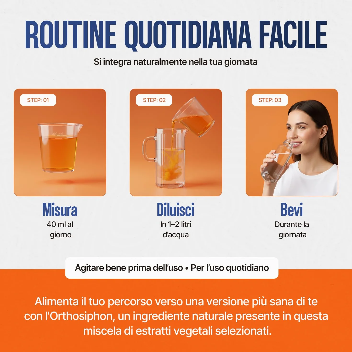 Diuretico Drenante Forte Detox Anticellulite 500 ML Gusto Arancia Made in Italy
