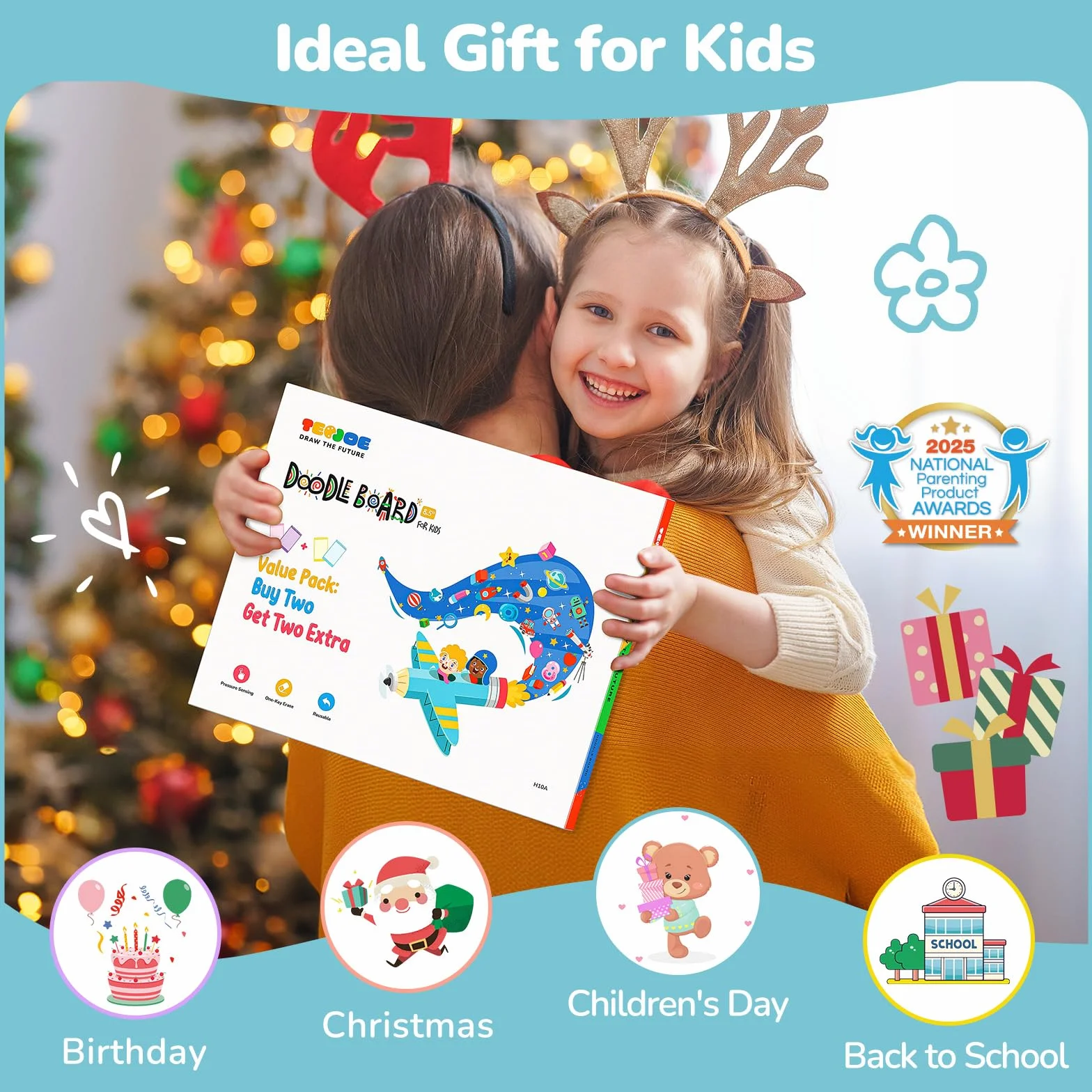 TECJOE Tavoletta Grafica LCD 8.5 Pollici Confezione da 4, Lavagna Portatile da Disegno con Penna per Bambini