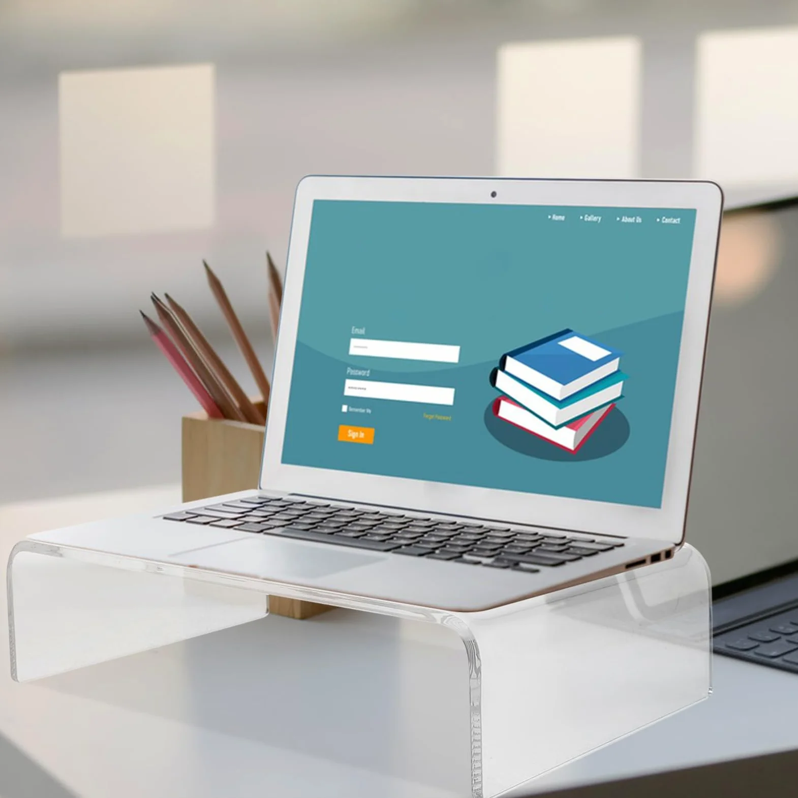 HOMSFOU Supporto per Monitor in Acrilico Trasparente per Computer da Scrivania Aumento Altezza Display e Spazio per Tastiera e Mouse