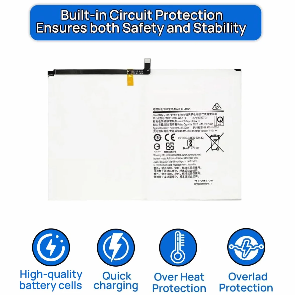 SCUD-WT-N19 - Batteria di ricambio compatibile con Samsung Galaxy Tab A7 10.4 2020 SM-T500 SM-T500 SM-T500N