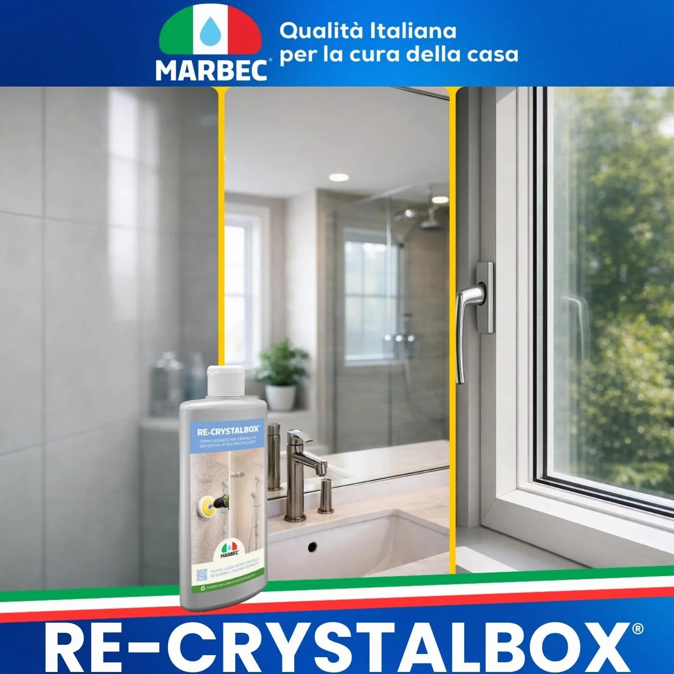 MARBEC RE-CRYSTALBOX 250GR Crema disincrostante lucidante vetri cristalli doccia