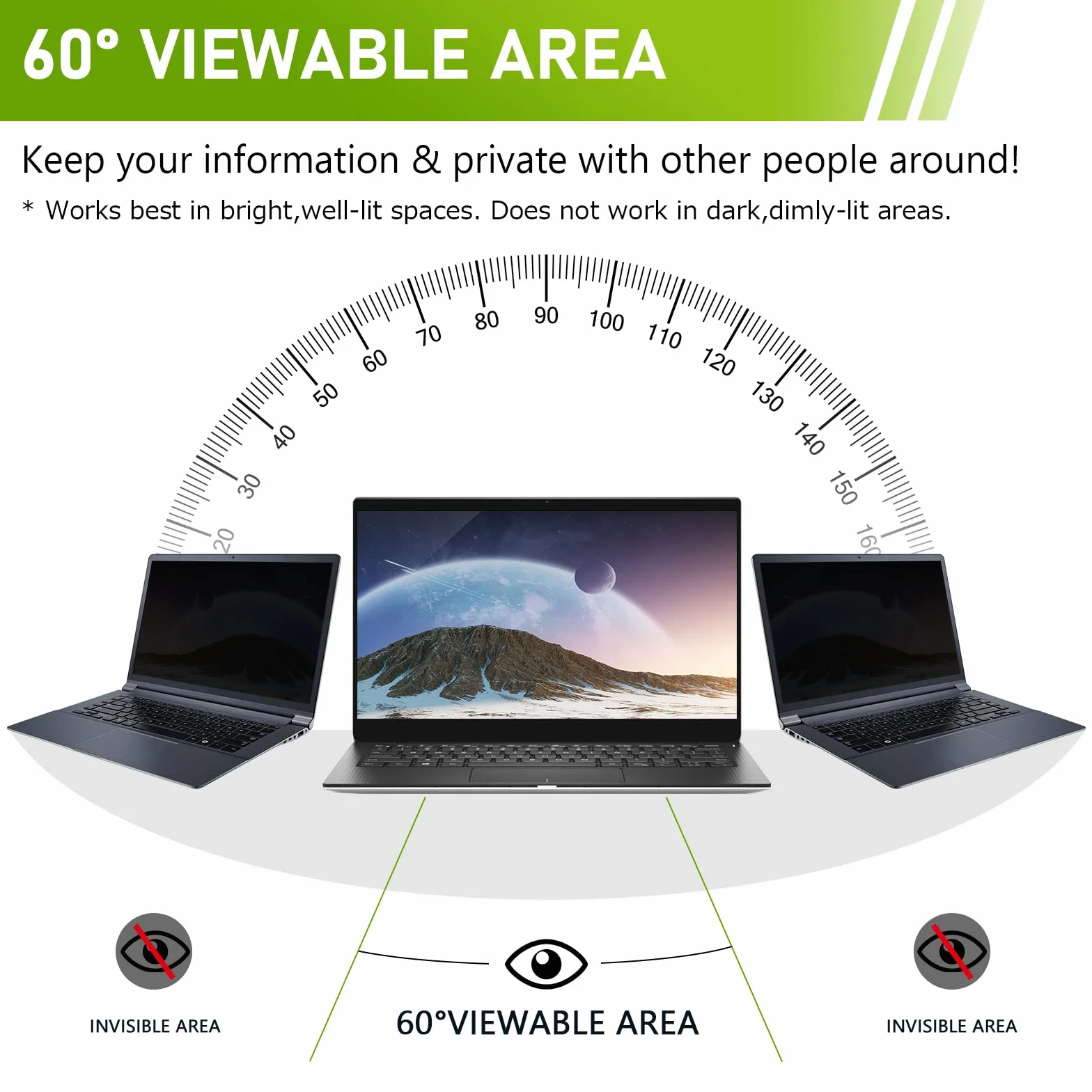 LAMA 13.3 In Filtro Schermo Privacy Universale per Laptop per Laptop 13.3", Proteggi Schermo Privacy Anti-Luce Blu/Antiriflesso/Anti UV (LxA:294mm*166mm) con Protezione Privacy/Protezione Occhi(16:9)