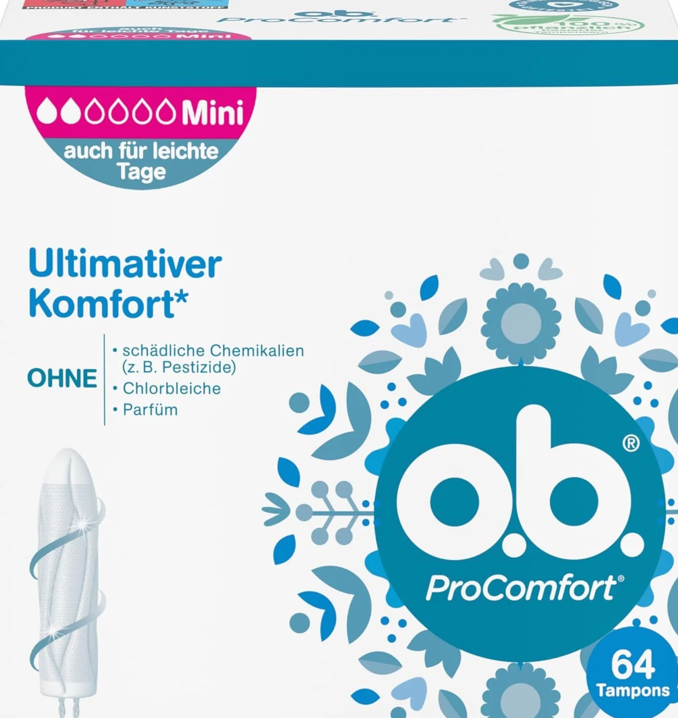 o.b. ProComfort Mini tamponi Dynamic Fit SilkTouch 64 szt.