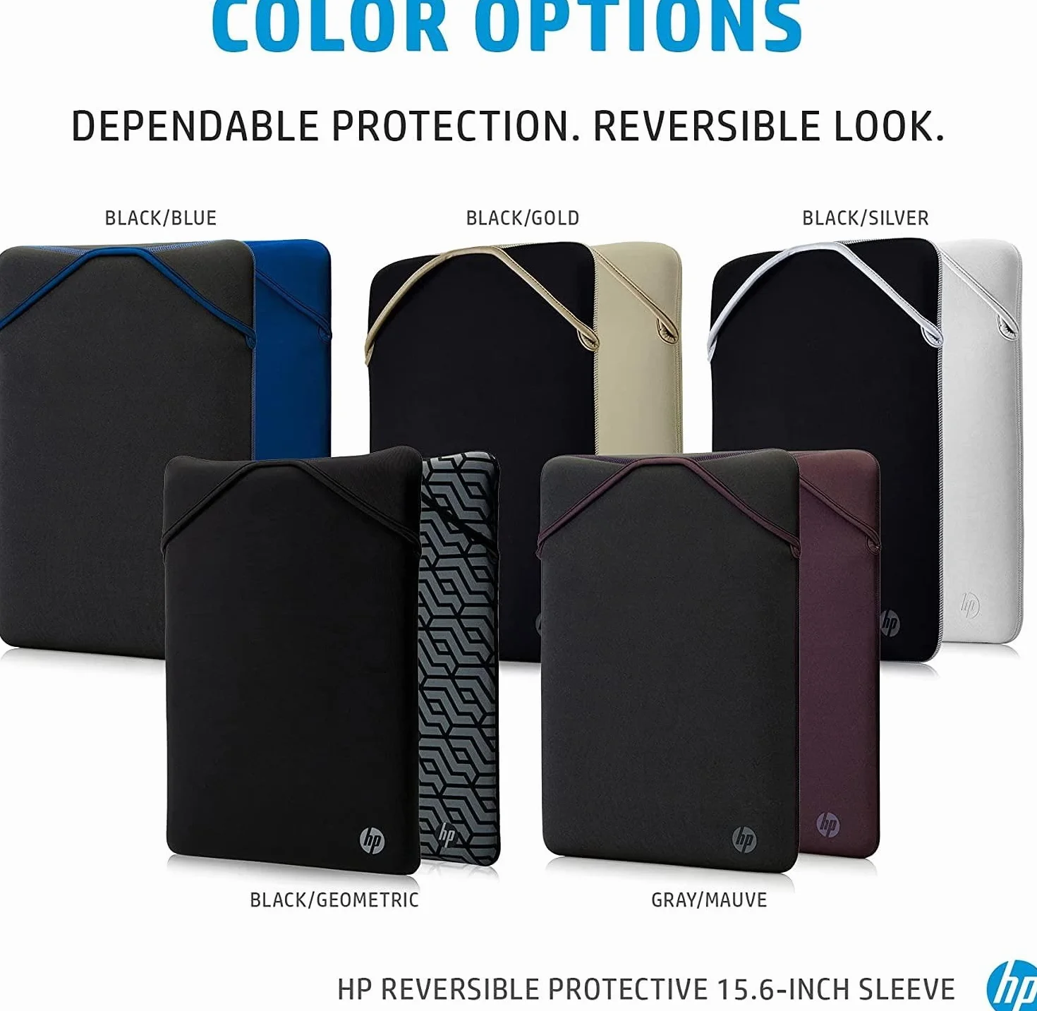 HP Custodia Protettiva Reversibile per Laptop Portatili fino a 15,6 Pollici, Profilo Sottile e Senza Cerniera, Tessuto in Neoprene Disinfettabile e Lavabile in Lavatrice, Colore Grigio/Malva