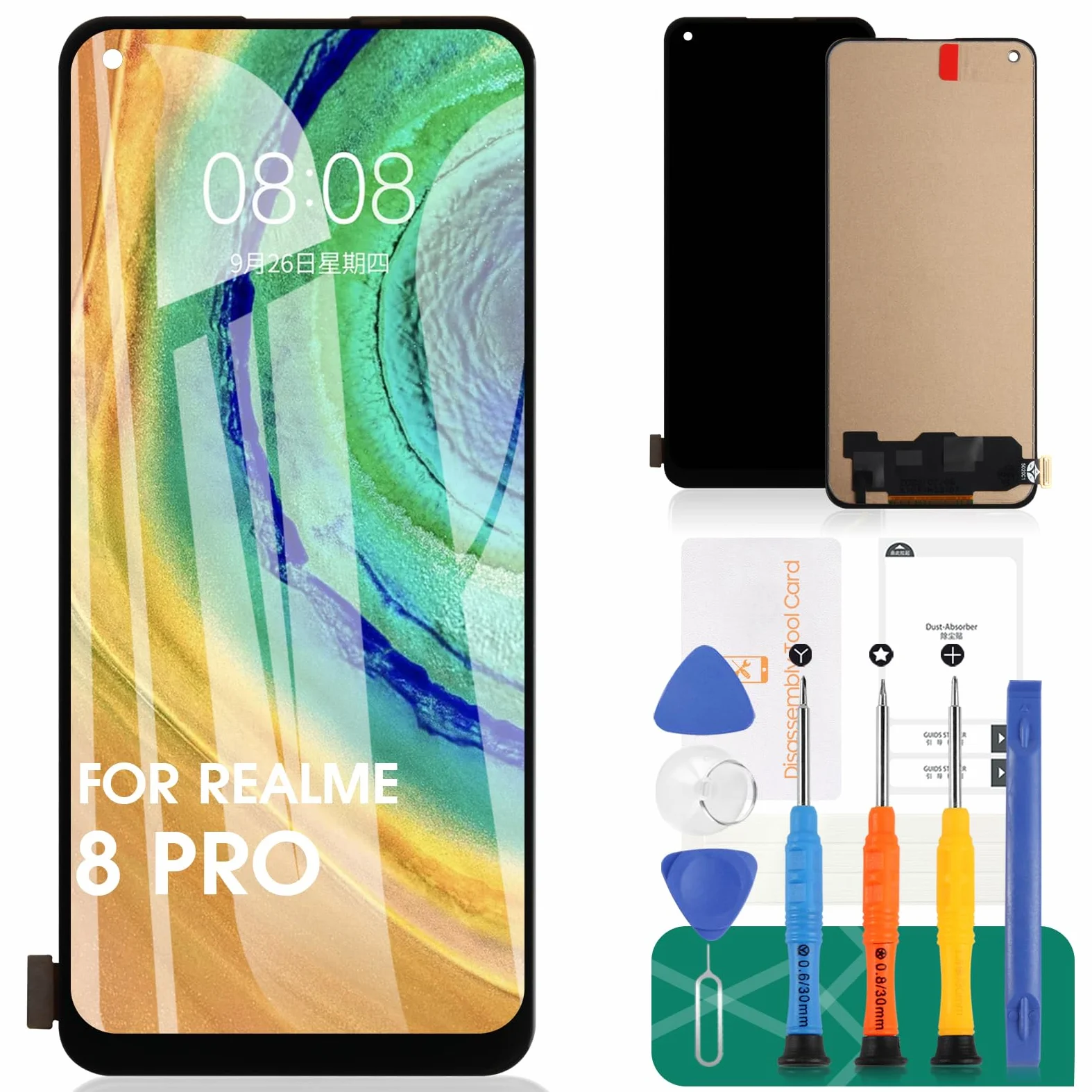 SRJTEK Display LCD per Oppo Realme 8 Pro/7 Pro/Reno5 Z, Realme 8 4G / Reno4 SE Digitizer senza cornice (nero, nessuna identificazione delle impronte digitali)