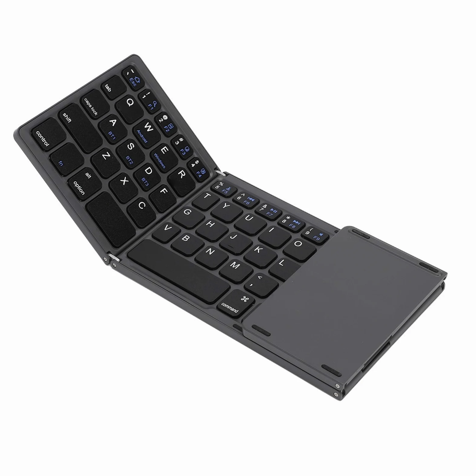Jectse Tastiera Pieghevole, Tastiera Wireless Portatile Bluetooth 5.1 a 3 con Ampio Pannello Multitouch per Smartphone Tablet Laptop (GREY)