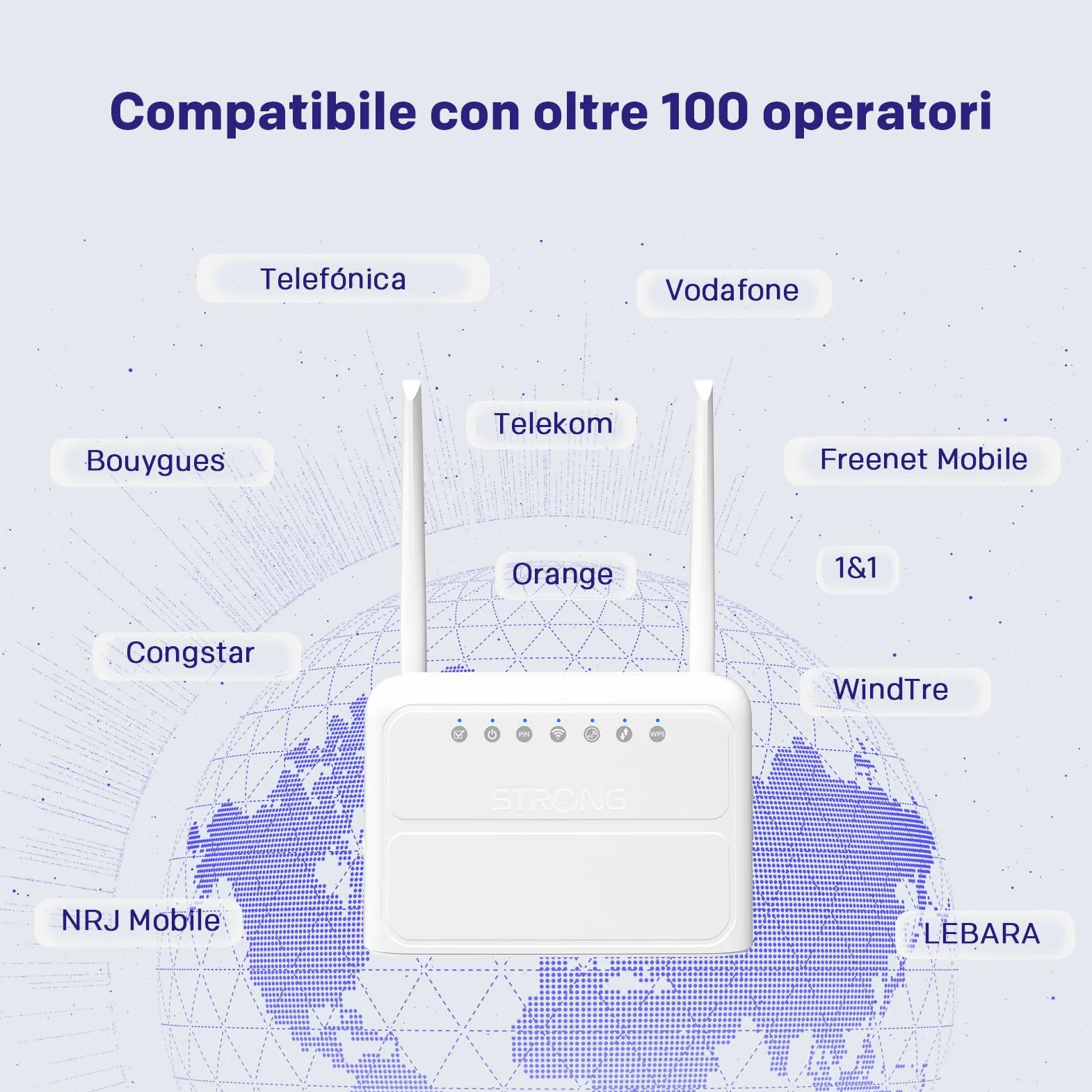 Strong Router 4G WiFi N300 Mbps con SIM, Cat4 LTE, 4 x Porte 100 Mbps | Router 4G Plug & Play con slot Nano SIM, fino a 32 dispositivi, compatibile con oltre 100 operatori, rete sicura, backup WAN
