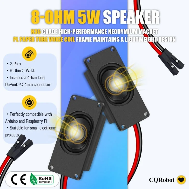 CQRobot Speaker 5 Watt 8 Ohm for Arduino 2.54mm Dupont Interface
