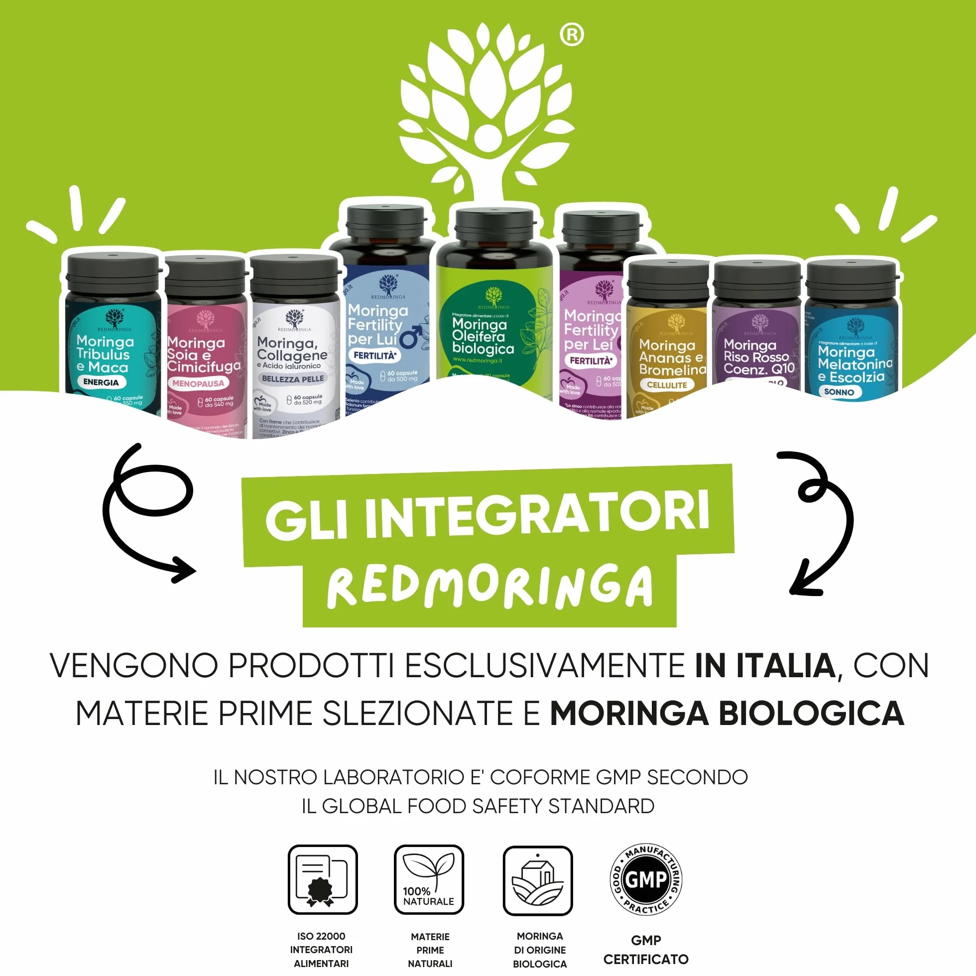Integratore Moringa Oleifera Biologica 100% Naturale Capsule Vegetali 90 Capsule Made in Italy