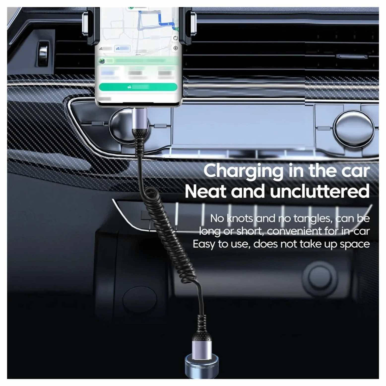 Cavo USB C a gomito a molla, 6 A, 66 W, ricarica rapida, tipo C, per iPhone e Samsung (3 in 1 a tipo C)