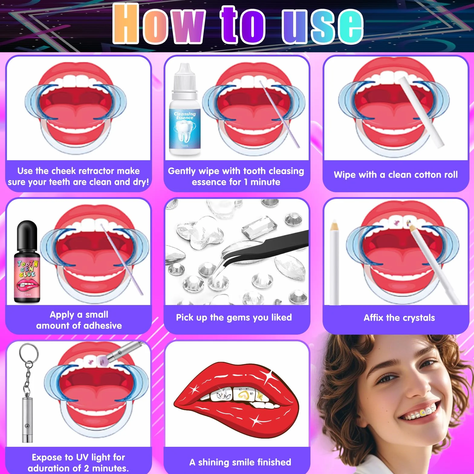 Kit Brillantini per Denti Fai da Te Dente Gemma