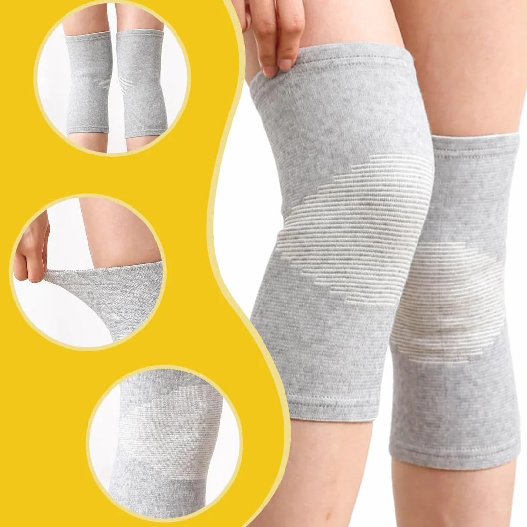 Ginocchiera in bambù con compressione ortopedica elasticizzata supporto sollievo dolori articolari ambidestra XL Grigio