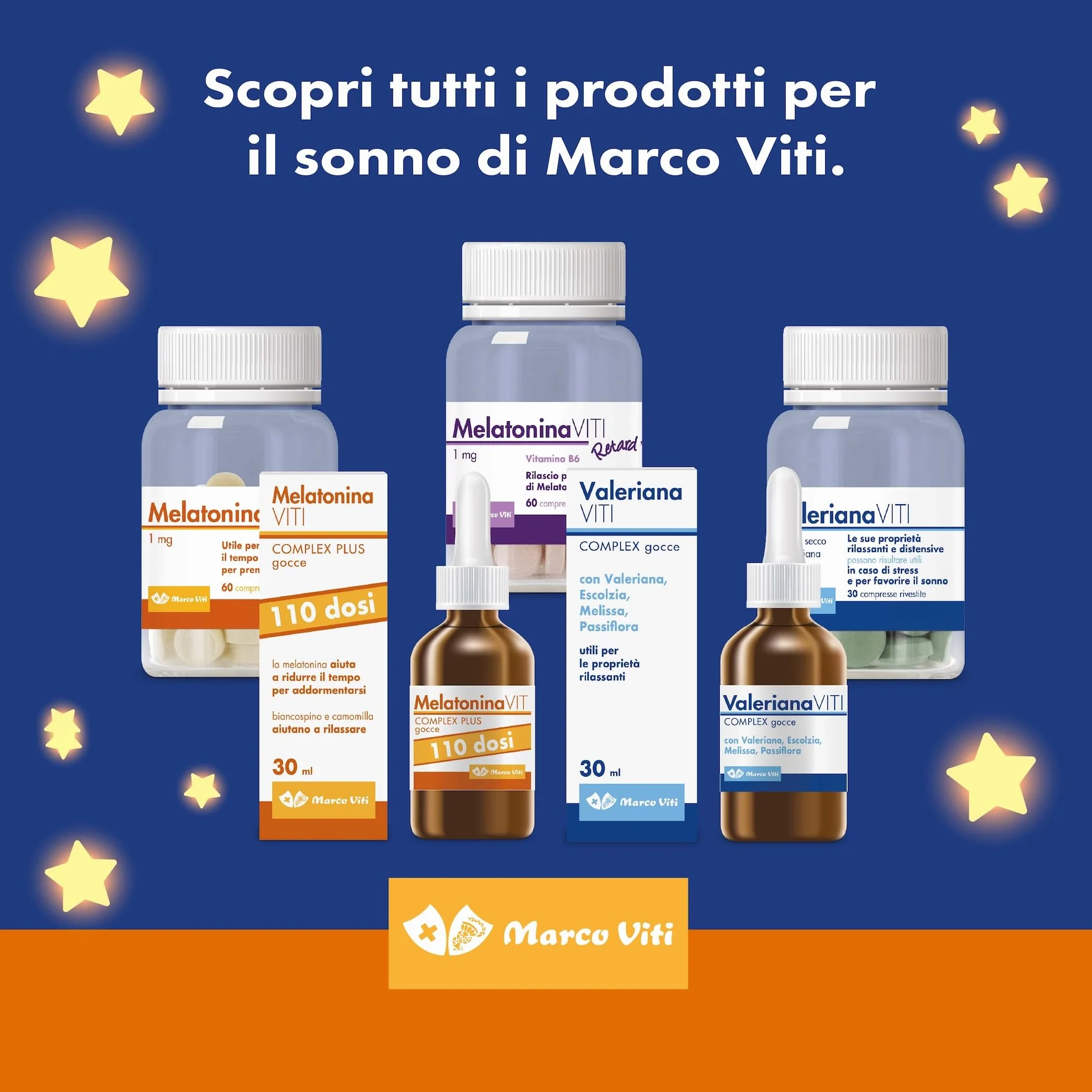 Melatonina Viti 1 mg 3x60 Compresse Gusto Arancia Integratore Sonno Senza Glutine