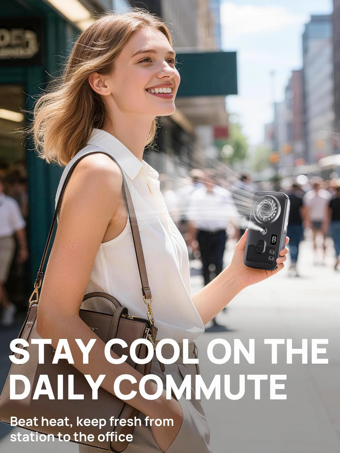 Kssvzz Mini Ventilatore Portatile a Spruzzo con Clip, Handheld Nebbia Ricaricabile Personale con 4 Velocità, Silenzioso Leggero per Ufficio Domestico, Esterno, Viaggio & Spiaggia