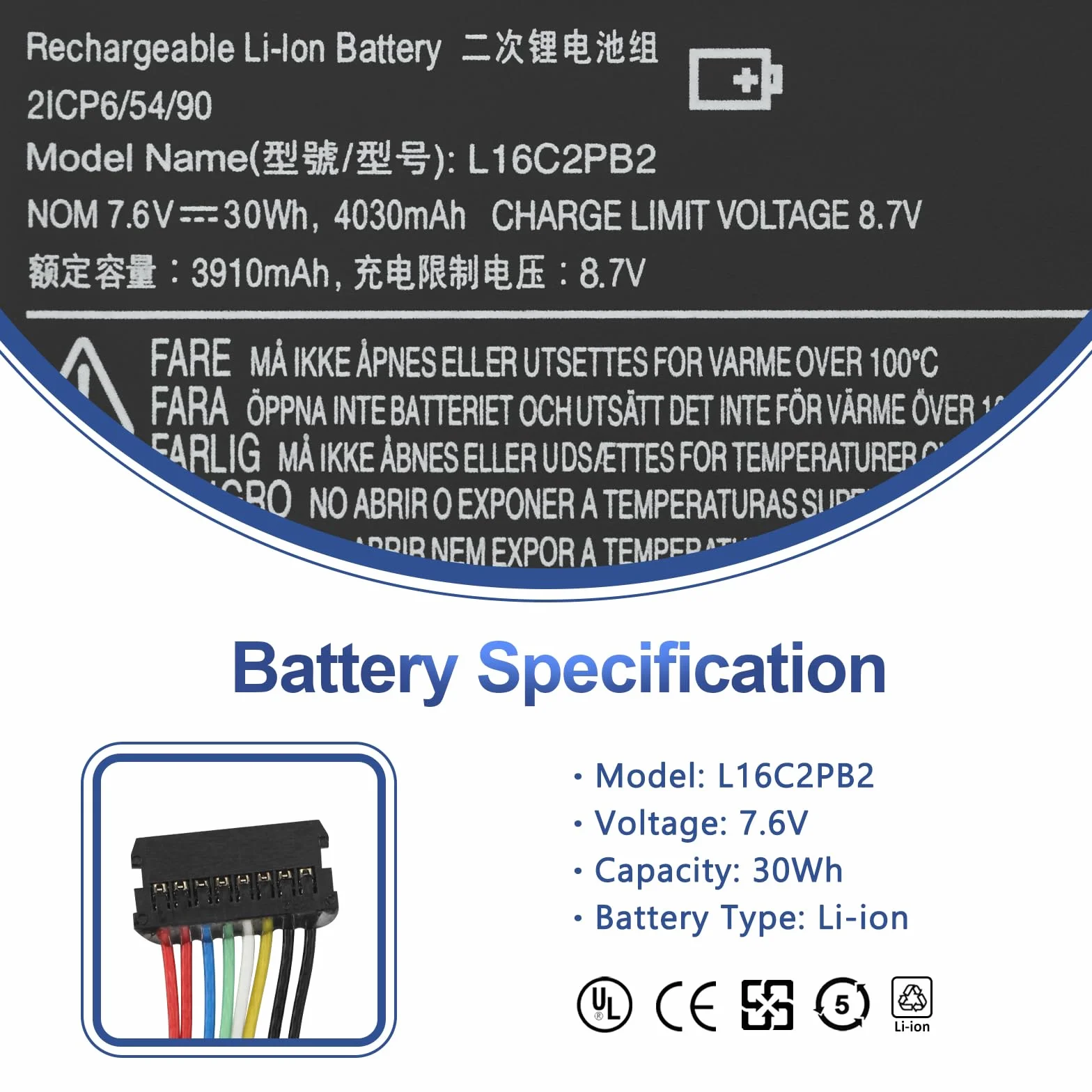 L16C2PB2 Batteria per Lenovo IdeaPad 320-15ABR/15IAP/15IKB/15ISK/17IKB 130-14AST/14IKB S145-15AST/15IWL/15IIL/14IIL/14IWL 330-15IKB 520-15IKB V320-17IKB V145-15AST V14-IWL V15-ADA B320-14IKB L17M2PB7