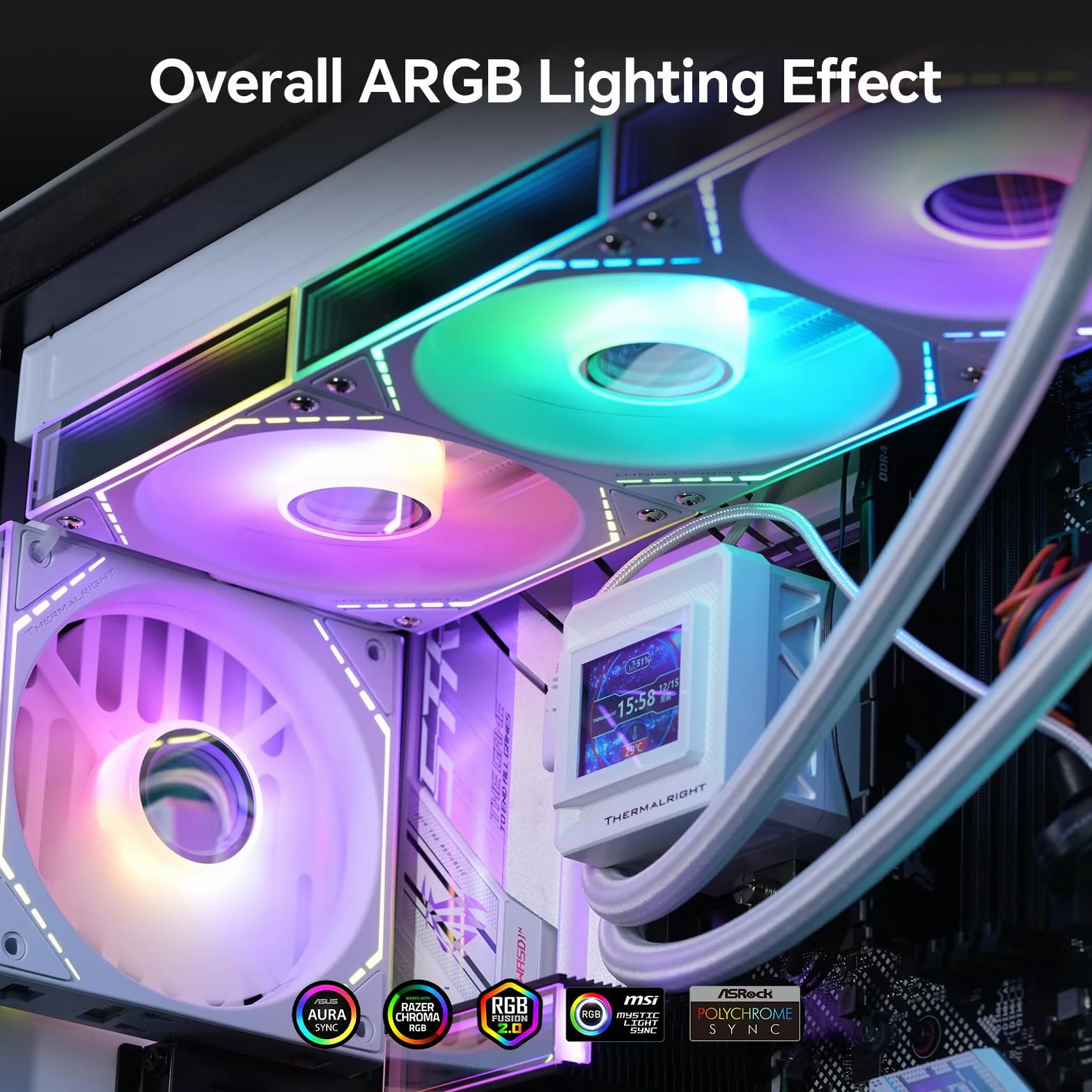 Thermalright TL‑M12QRW-S X3 Ventole per case PC da 120 mm con lama inversa, flusso d'aria 1500 giri/min, catena a margherita ARGB, illuminazione a specchio infinito, confezione da 3