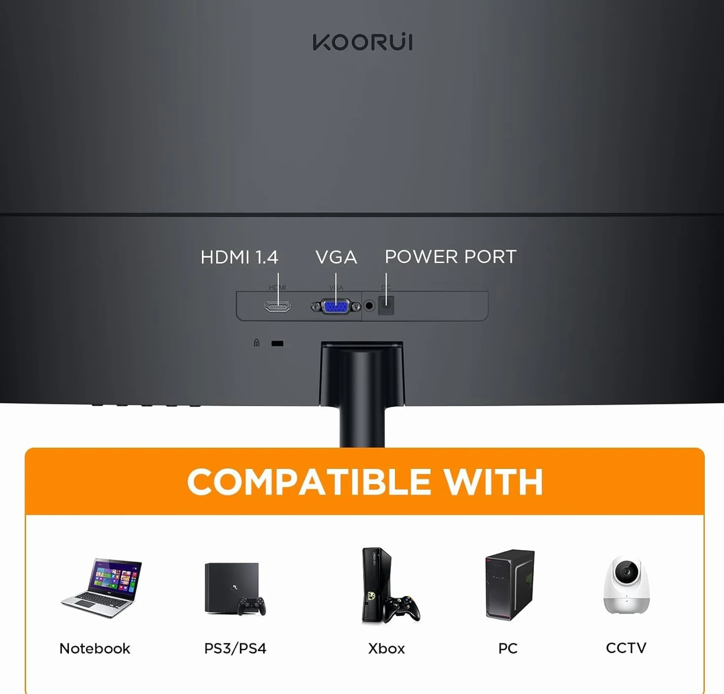 KOORUI Monitor 27 Pollici Curvo (1500R), Full HD (1920x1080), VA, 144 Hz, 5 ms, HDMI, VGA, Gaming Monitor, Eye Saver Mode, Flicker Safe, Nero, 27N5CA