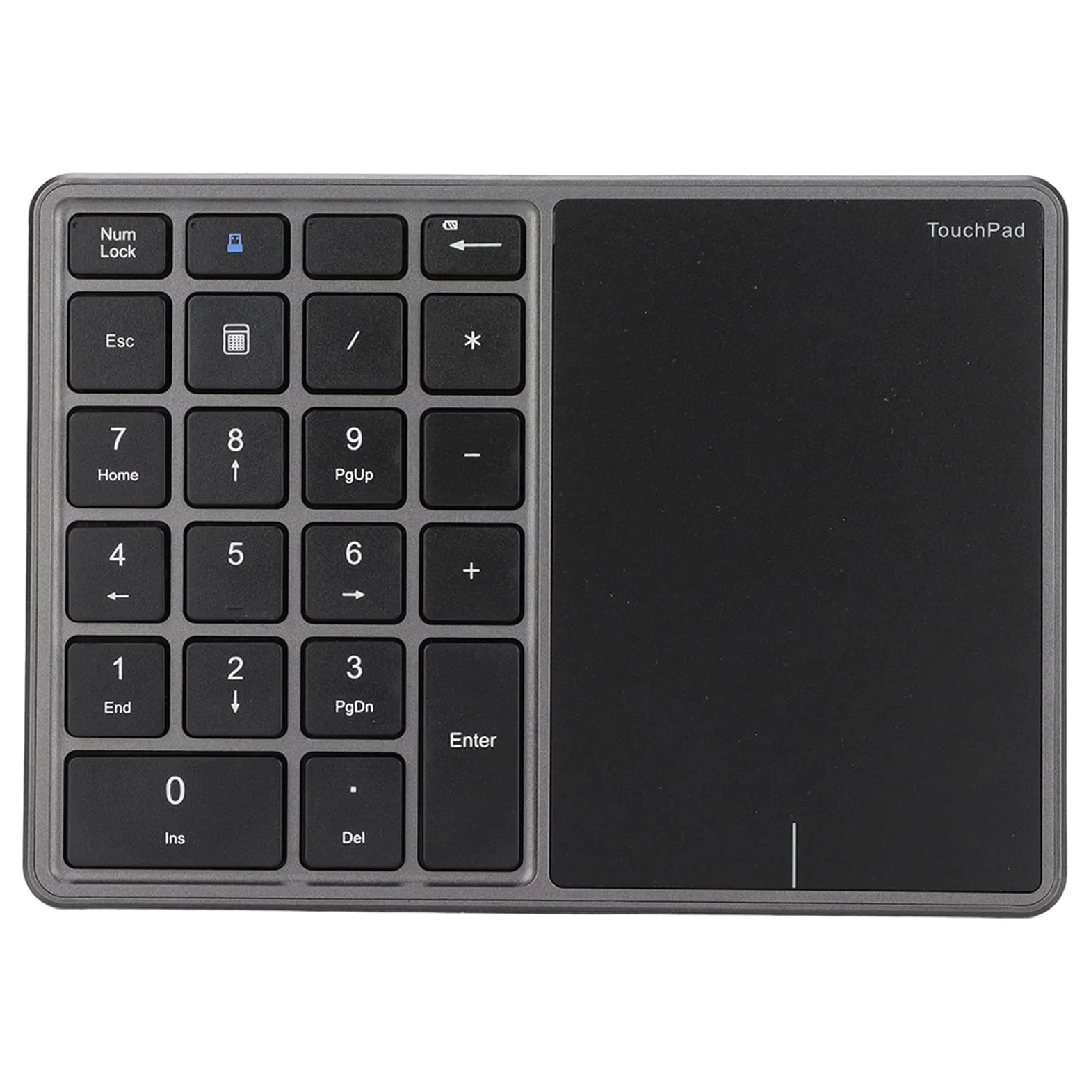 Fockety Tastierino numerico Senza Fili, Tastiera numerica Portatile Ricaricabile 2 in 1 22 Tasti 2.4G con Supporto touchpad Connessione Bluetooth, Tastiera tastierino numerico Esterno(Grigio)