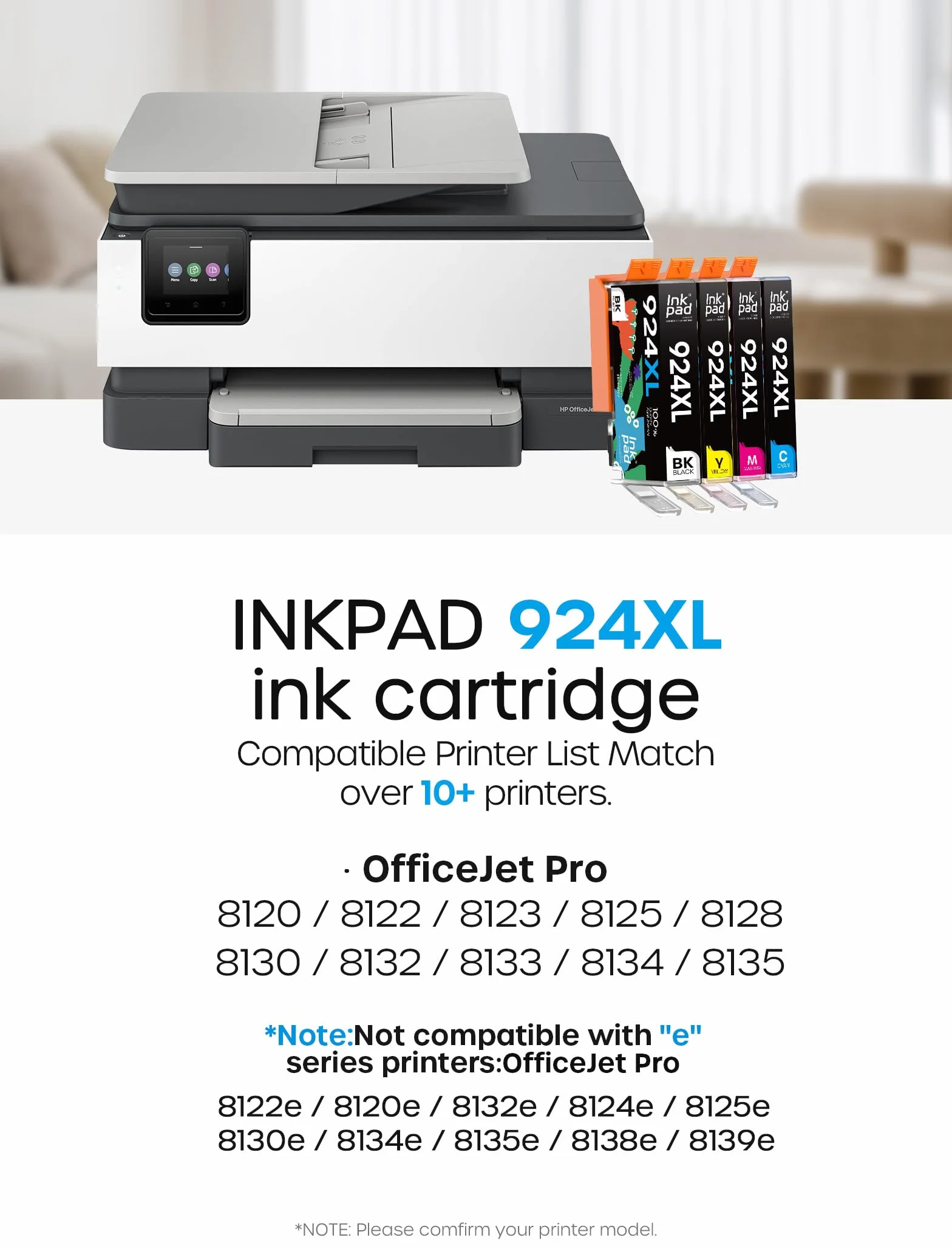 4 Pack Cartucce 924XL con Chip compatibili per HP 924 EvoMore 924E 924XL per HP OfficeJet Pro 8120 8122 8123 8125 8128 8130 8132 8133 8134 8135 (con chip)