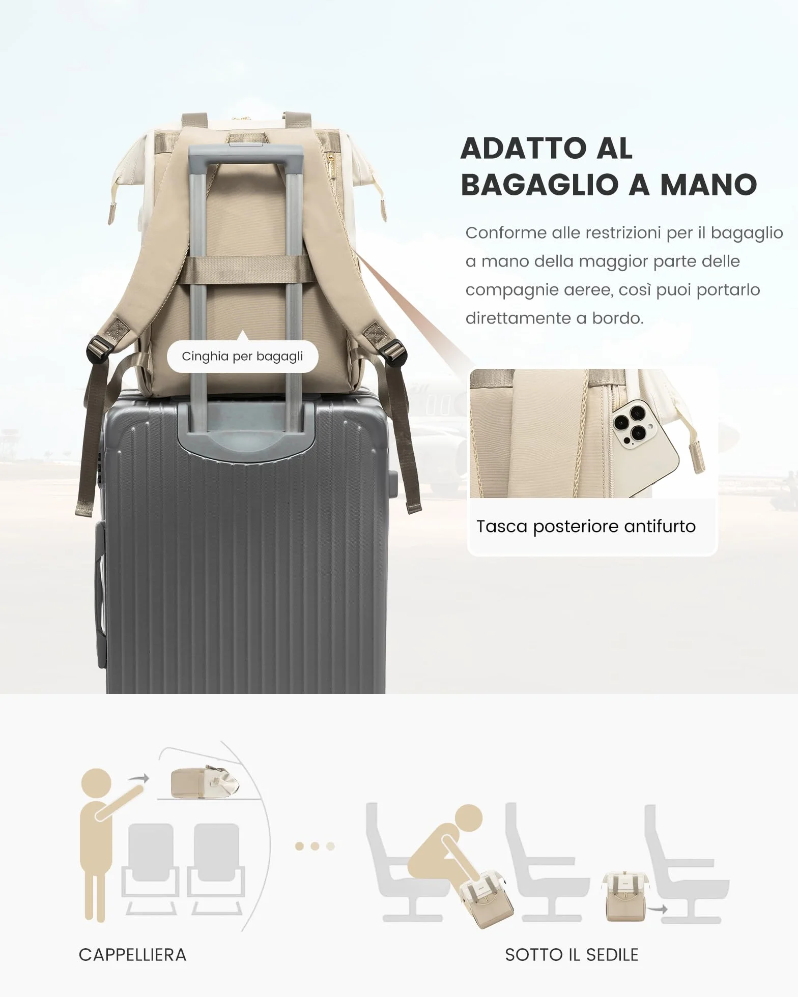 LOVEVOOK Zaino Porta PC Donna 15,6 Pollici, Antifurto e Impermeabile, Con Porta USB per Lavoro, Università, Viaggi, Docente, Ufficio, Scuola