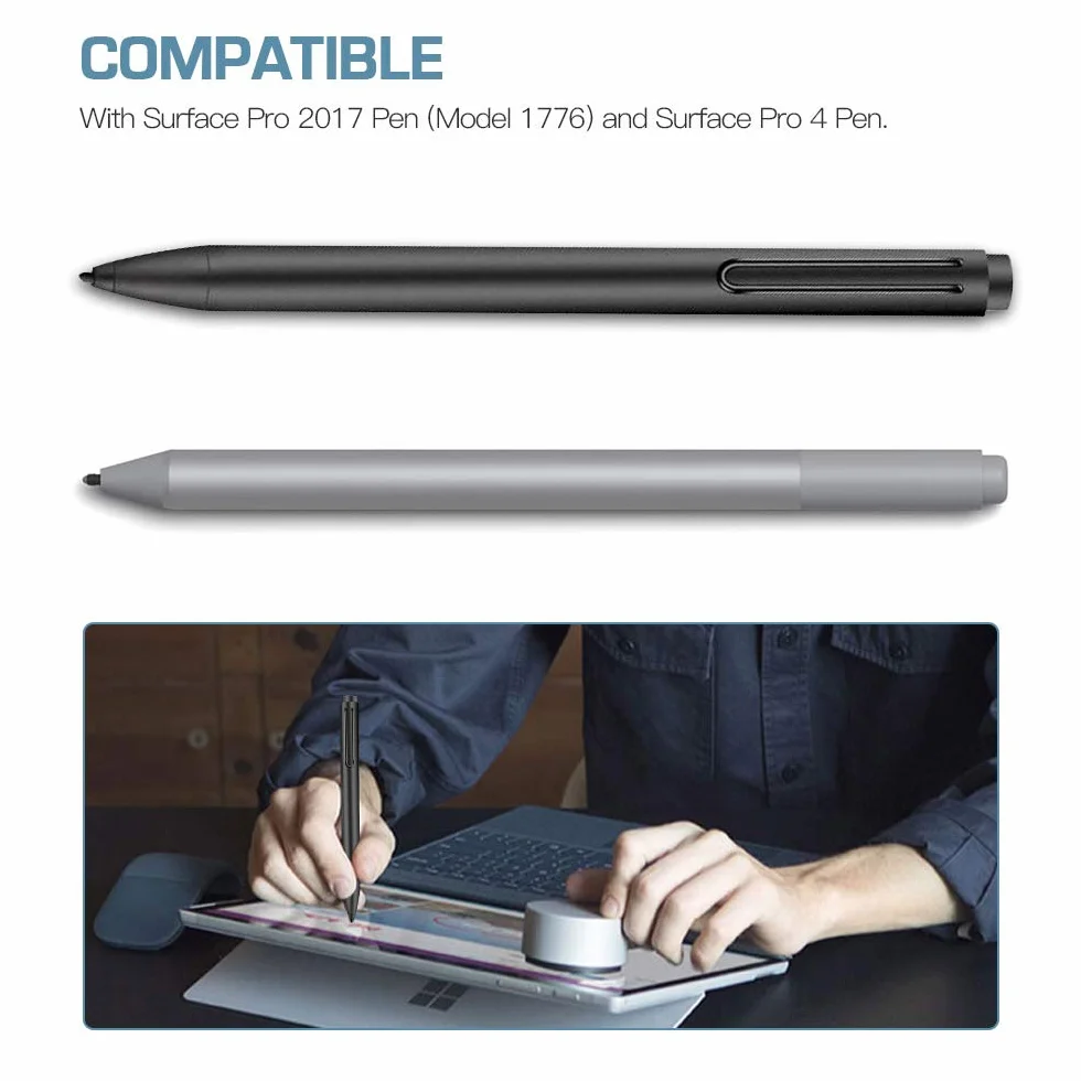 TiMOVO Punte per Surface Pen, [5 Pezzi] Originale HB / 2H Surface Pen Punte, Punte di Ricambio Compatibile con Microsoft Surface Pro 2017 Pen (Modello 1776) & Surface Pro 4 Pen - Nero