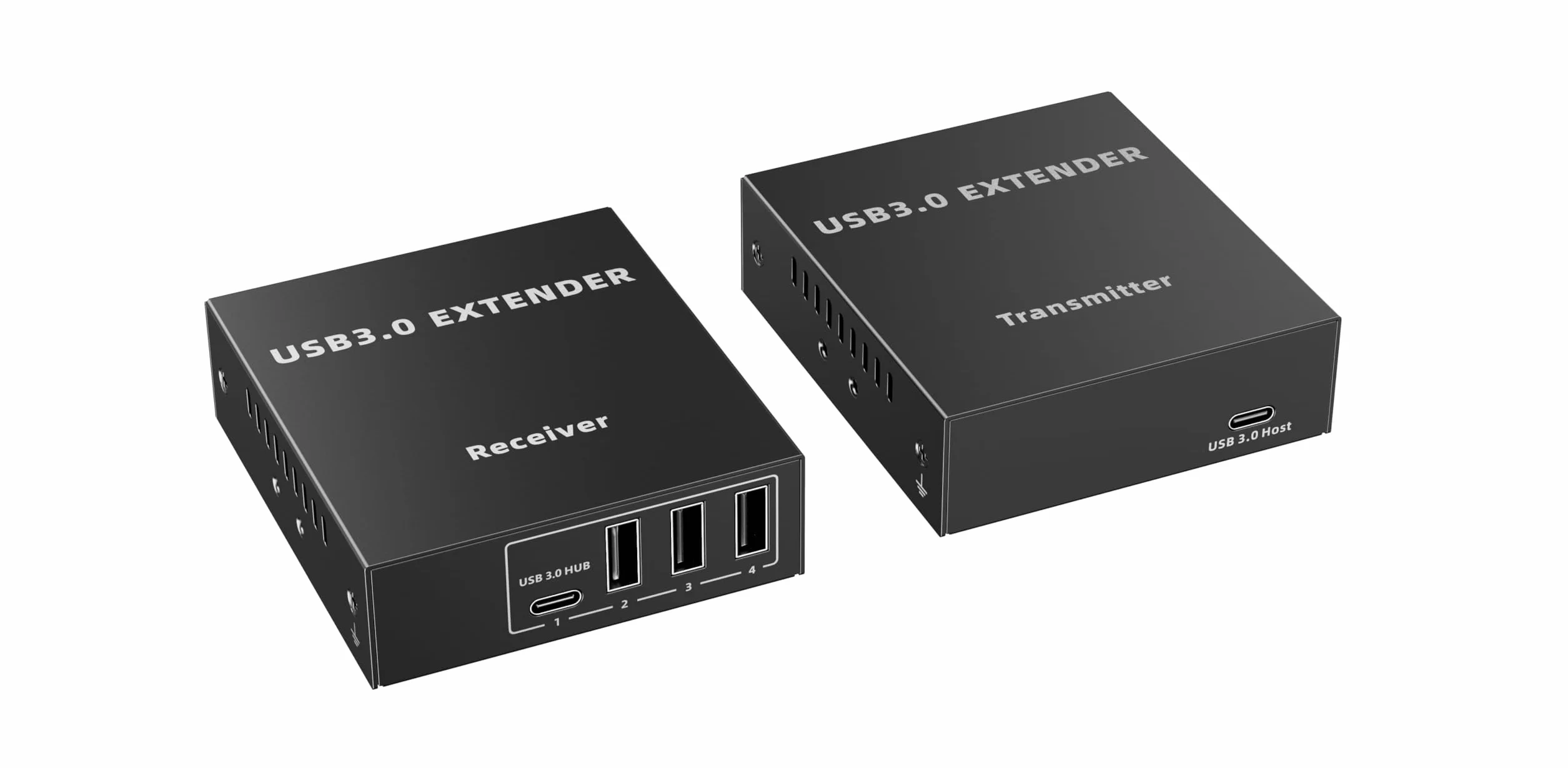 PremiumCord Extender USB 3.0 A 4 Porte Su Cat5E/Cat6/Cat6A Fino A 100 m, 5 Gbps, RJ45, Ethernet, Custodia In Metallo, Nero