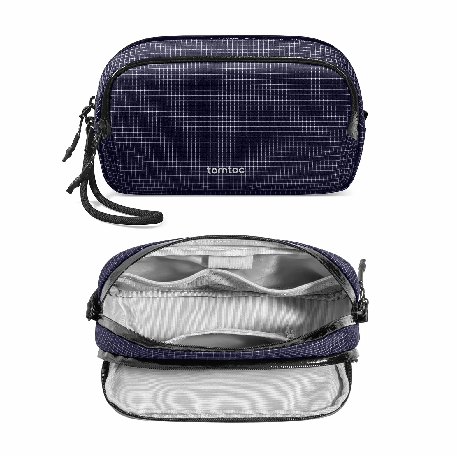 tomtoc T12 New Techpouch UK, Plaid blu, M, Organizer per borse