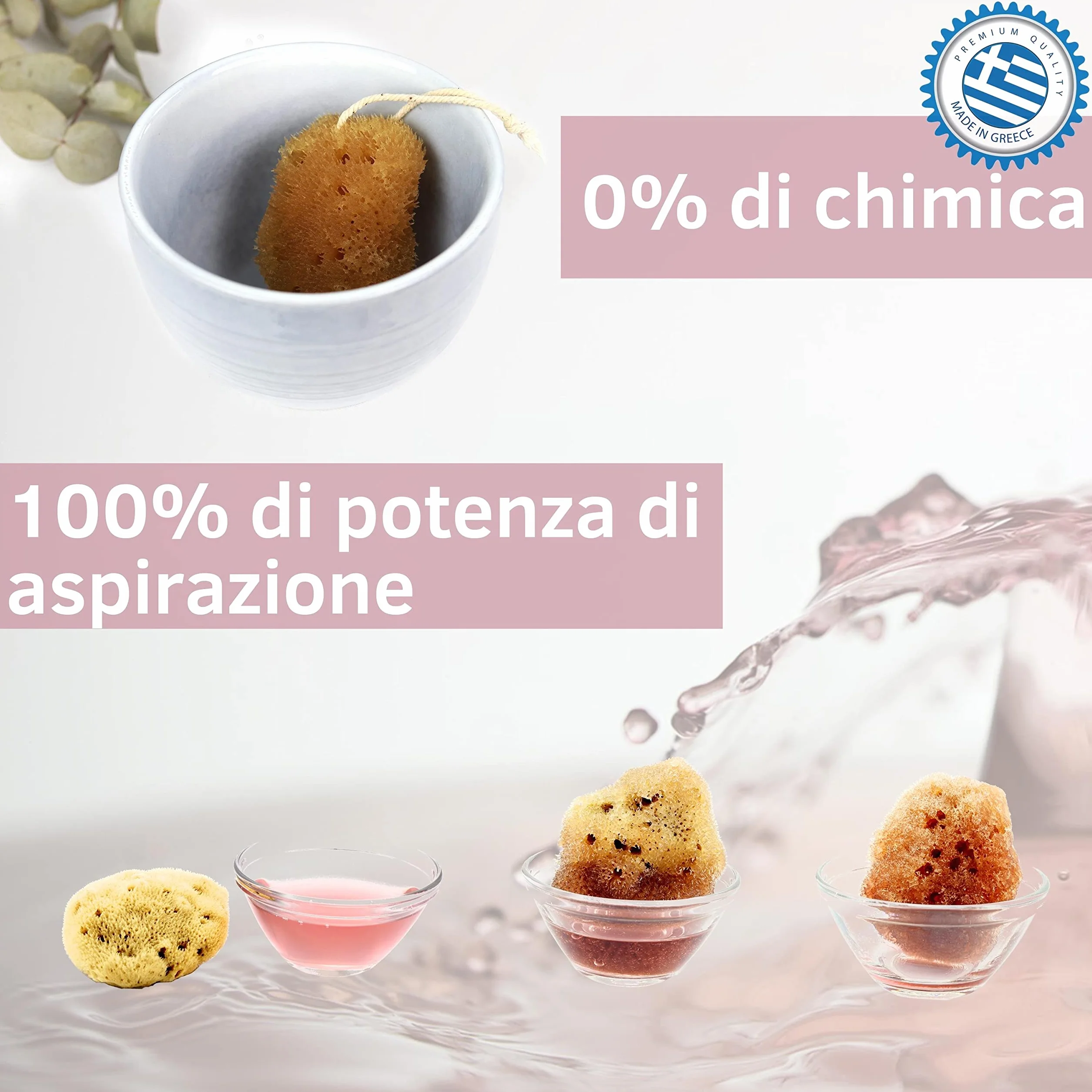 tom&pat Spugna mestruale naturale con filo riutilizzabile e lavabile Taglia S 3 x 3-5 cm