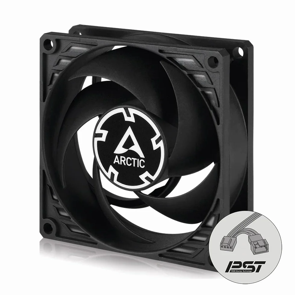 ARCTIC P8 PWM PST 80 mm Ventola per PC, PWM Sharing Technology, Pressione Statica, 200-3000 RPM, 0,3 Sone - Nero