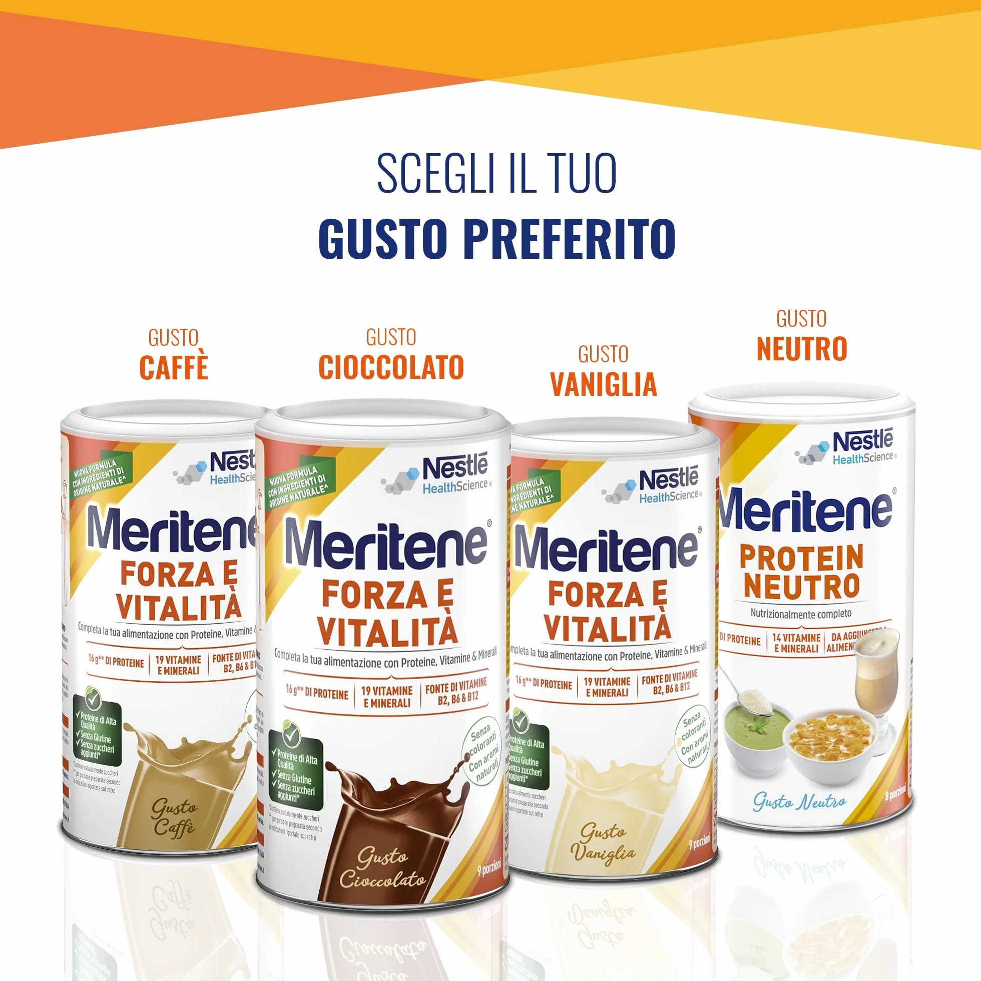 Meritene Forza & Vitalità Cioccolato integratore alimentare polvere 270g con vitamine minerali proteine