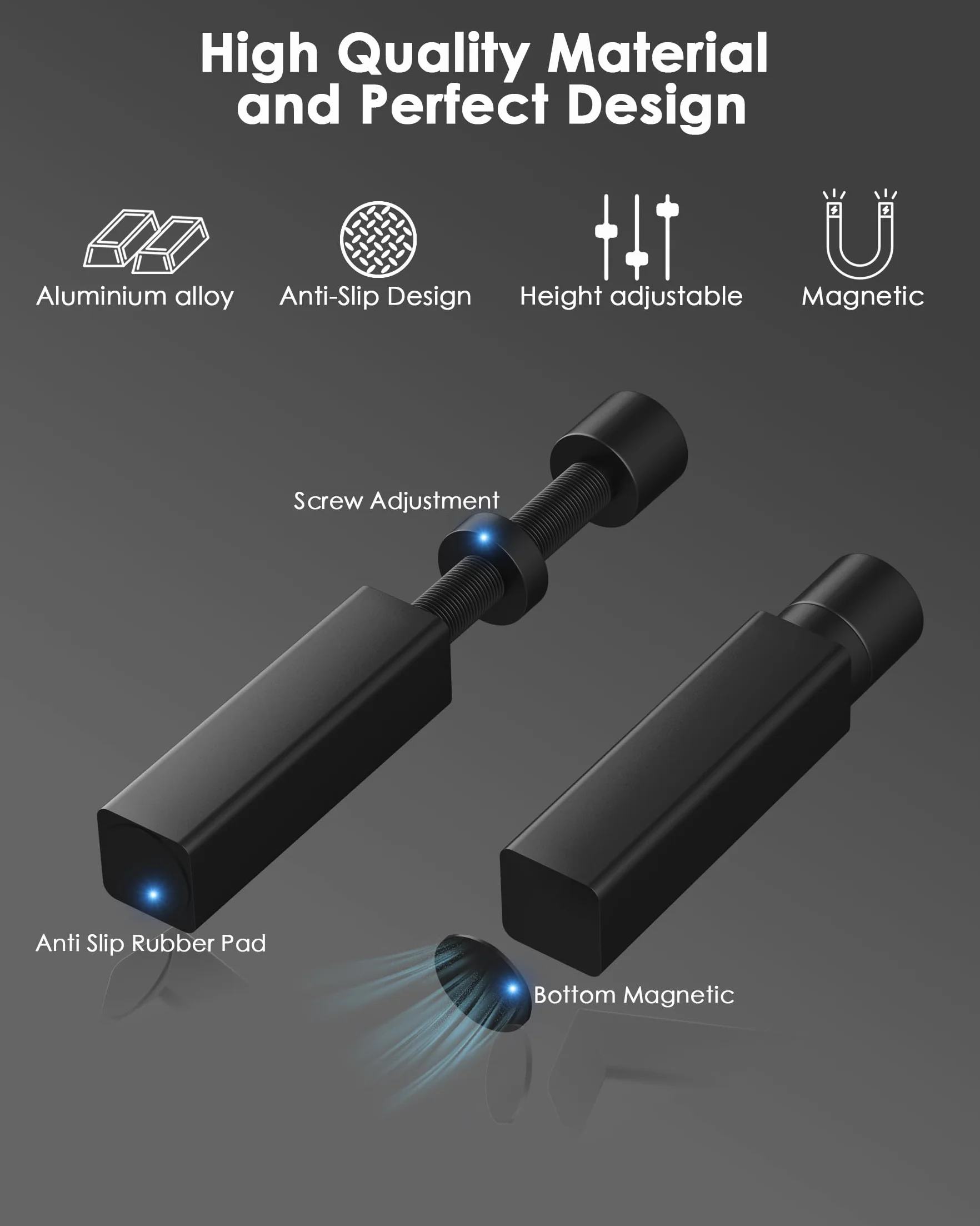 Supporto Scheda Video, Supporto Scheda Grafica GPU, Supporto GPU, Alluminio aerospaziale anodizzato, nero, L(7.4cm-12cm)