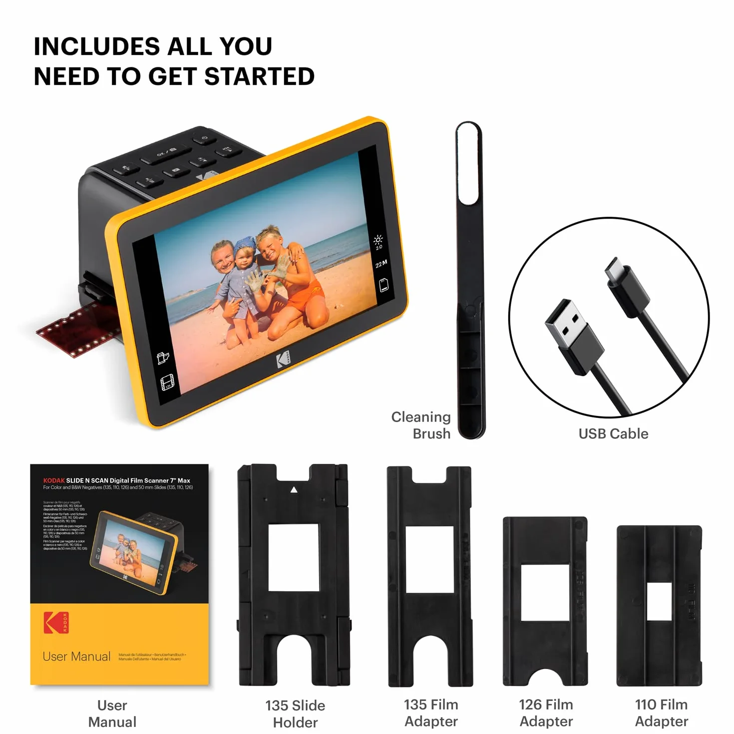 KODAK Slide N Scan Digital Film Scanner 7" LCD 22MP HD JPEG RODFS70