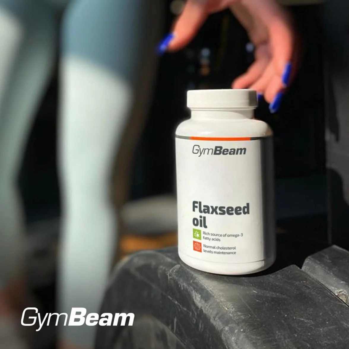 GymBeam Olio di Semi di Lino 2000 mg Capsule Omega 3 6 9 Vitamina E Flaxseed Oil