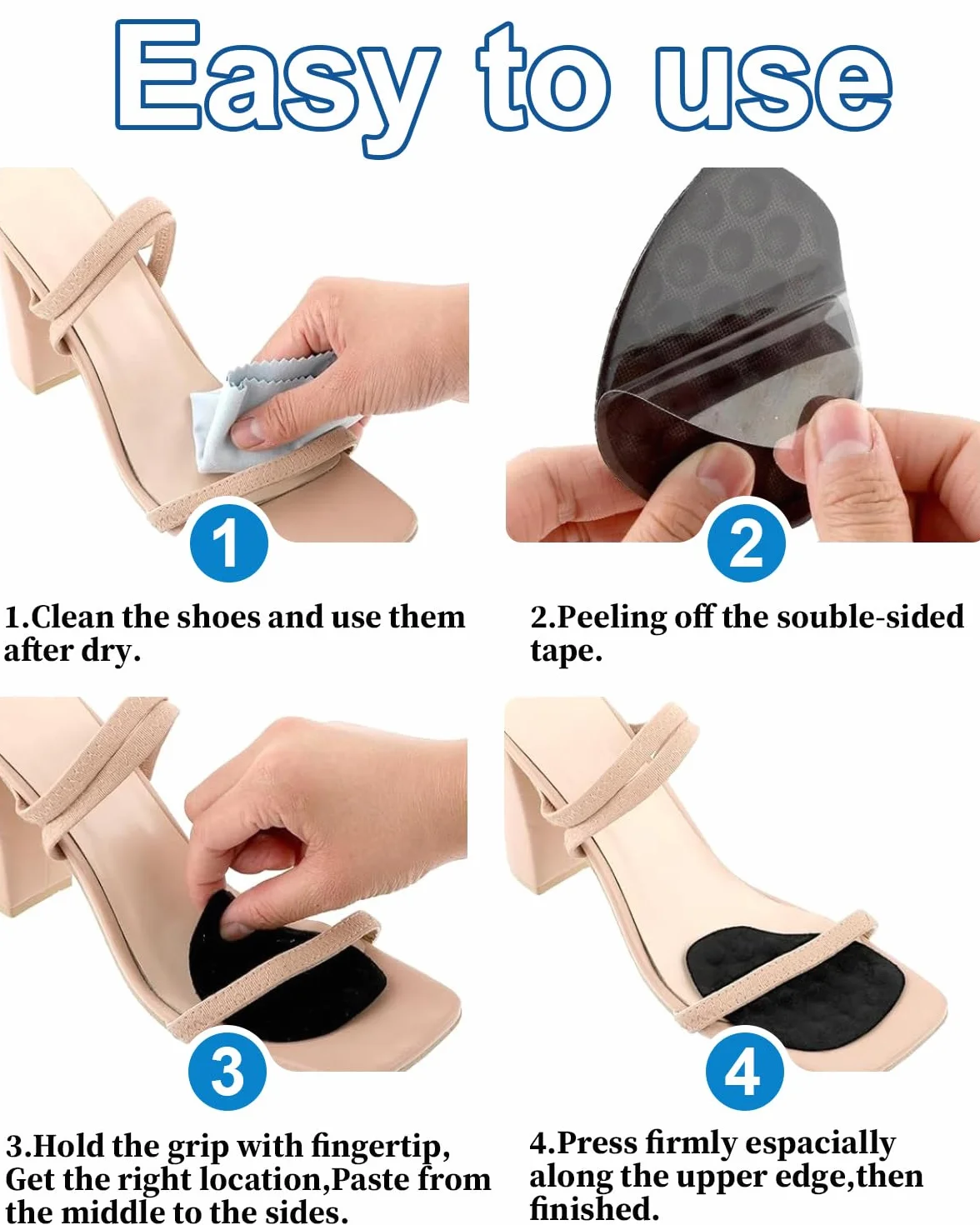 Solette Gel per Scarpe Cuscinetti Antiscivolo in Silicone 3 Paia Riutilizzabili
