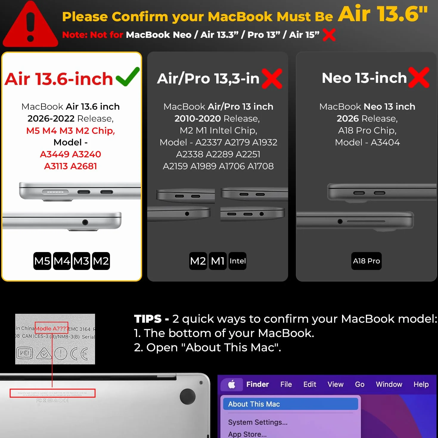 Custodia MacBook Air M4 13,6" M5 M3 M2 2026 2025 2024 2022 Cover Rigida Protezione PC Cristallo Trasparente