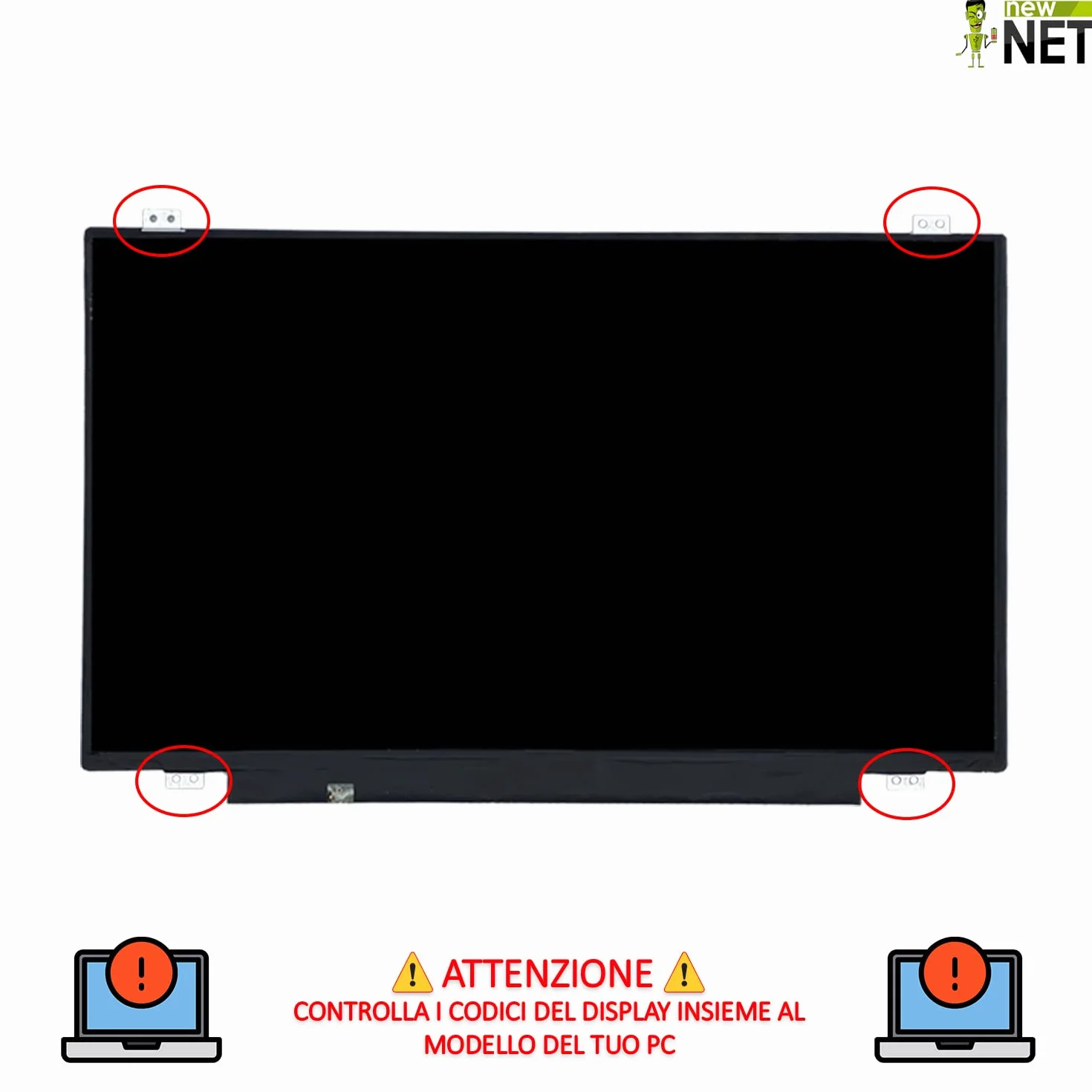 new net - Pannello LCD Schermo Display Compatibile con Lenovo ThinkPad T450s 20BX T460 20FM T460 20FN T460s T460 T470 20HD T470 20JM T480 20L6 [14.0 Pollici - WXGA - 1366x768-30pin]
