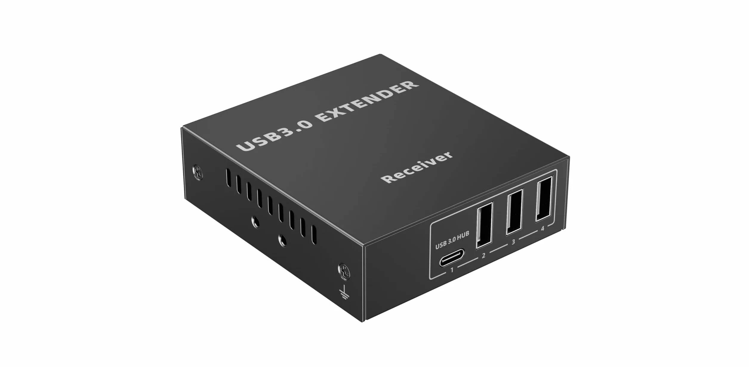 PremiumCord Extender USB 3.0 A 4 Porte Su Cat5E/Cat6/Cat6A Fino A 100 m, 5 Gbps, RJ45, Ethernet, Custodia In Metallo, Nero