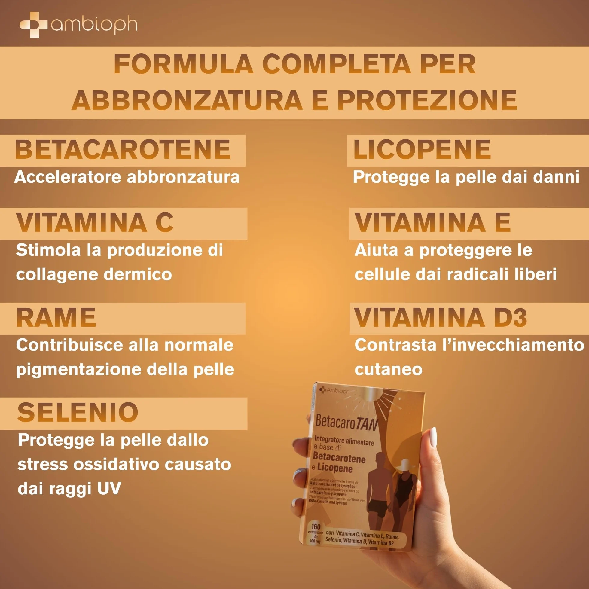 BETACAROTENE Integratore abbronzatura con Betacarotene Forte Altamente dosato Carotenoidi da Carote e vitamine